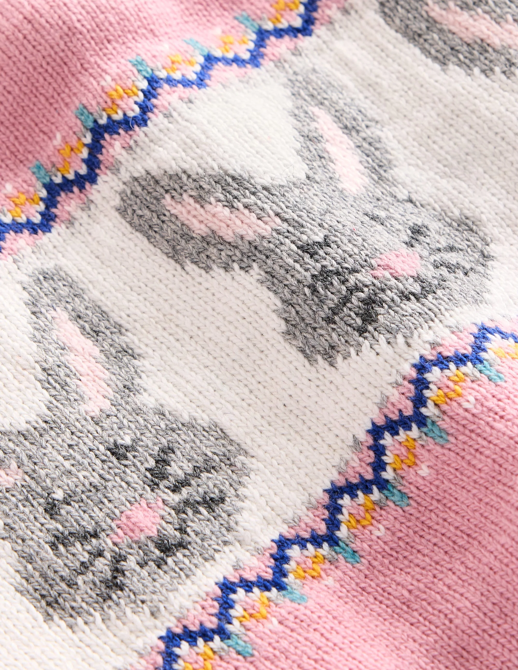 Fair-Isle-Strickschal-Vintage-Rosa Hasen - Image 2