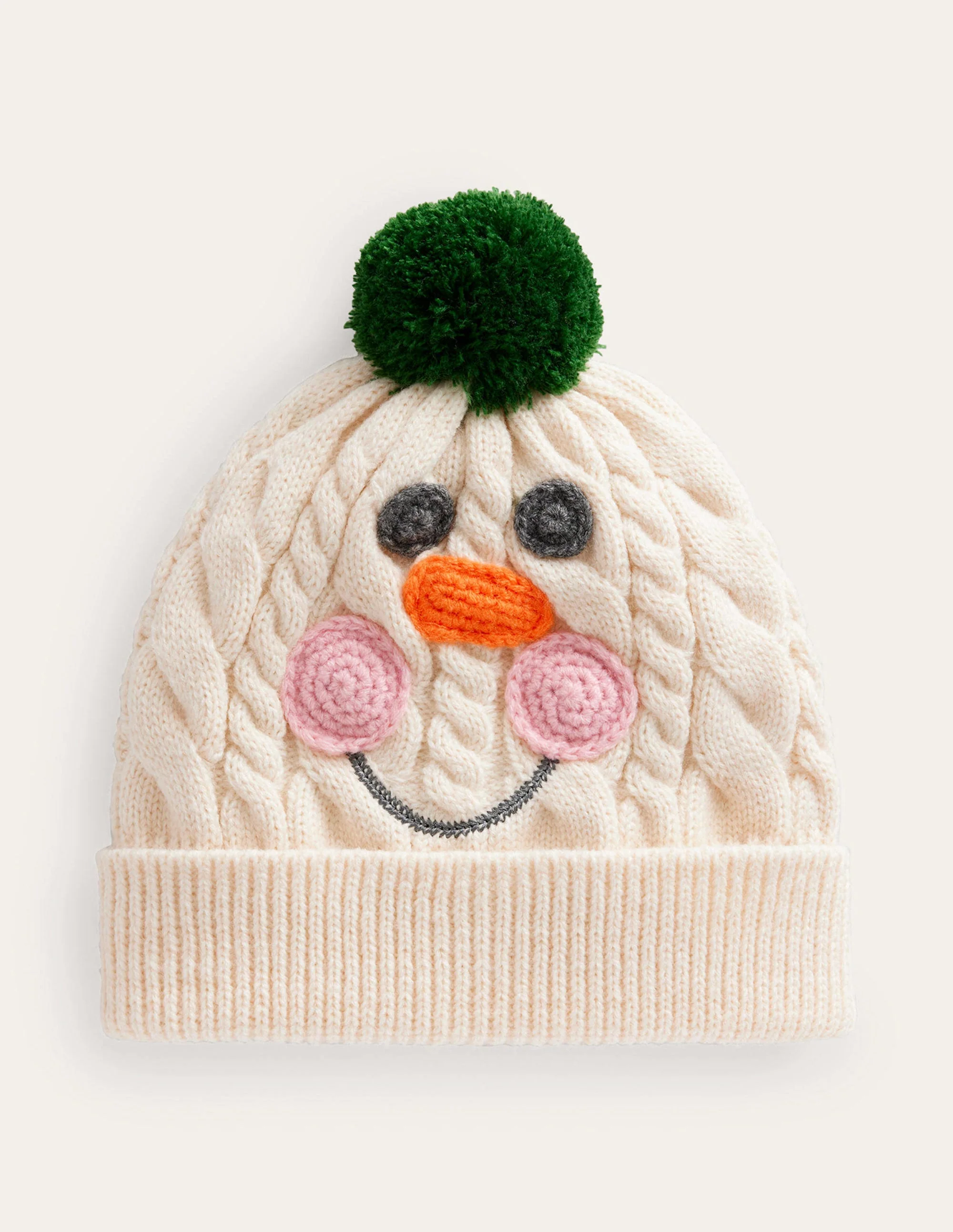Festliche Beanie aus Strick-Schneemann