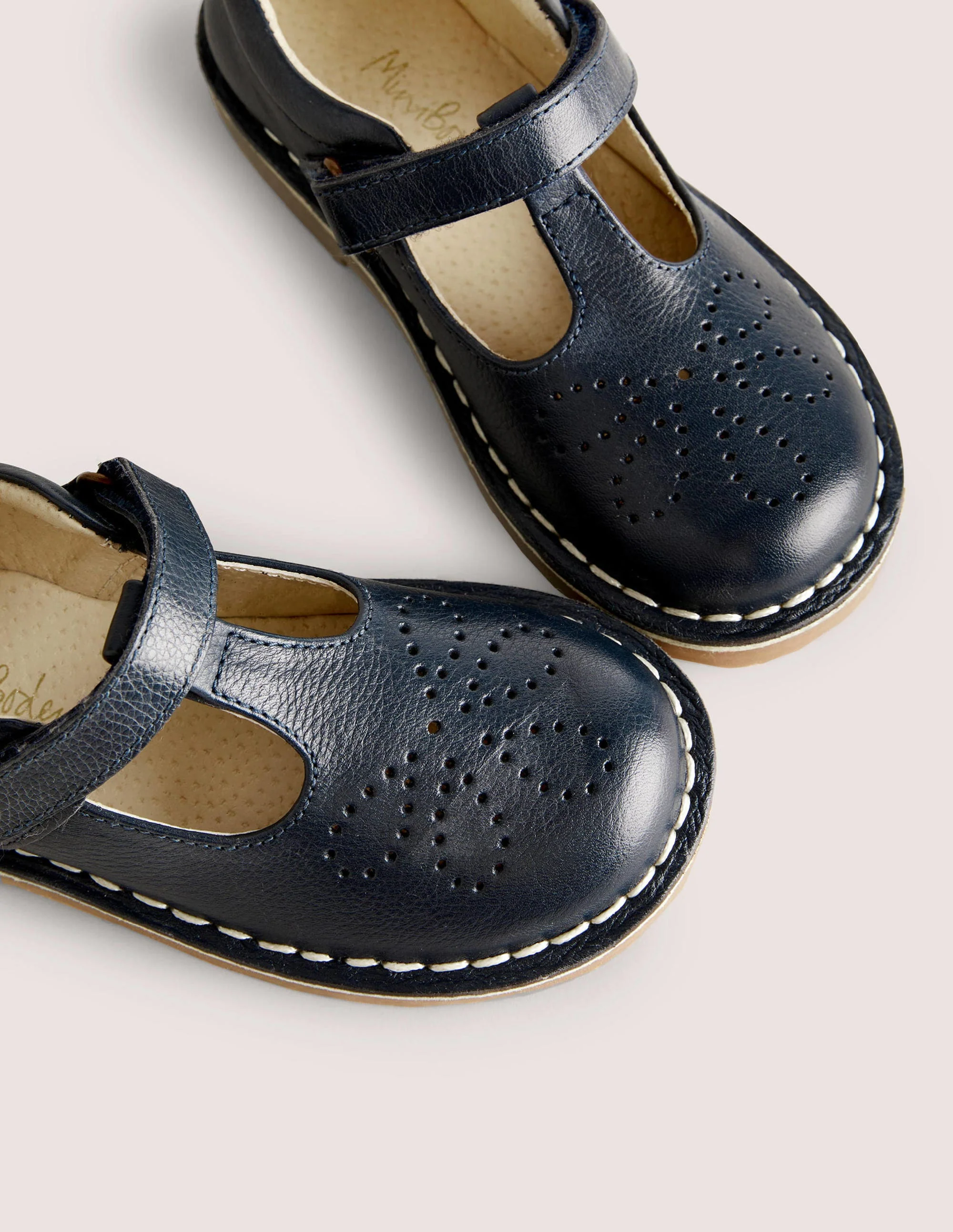 Flache Schuhe aus Leder mit T-Steg-Aqua Marine Marl - Image 3