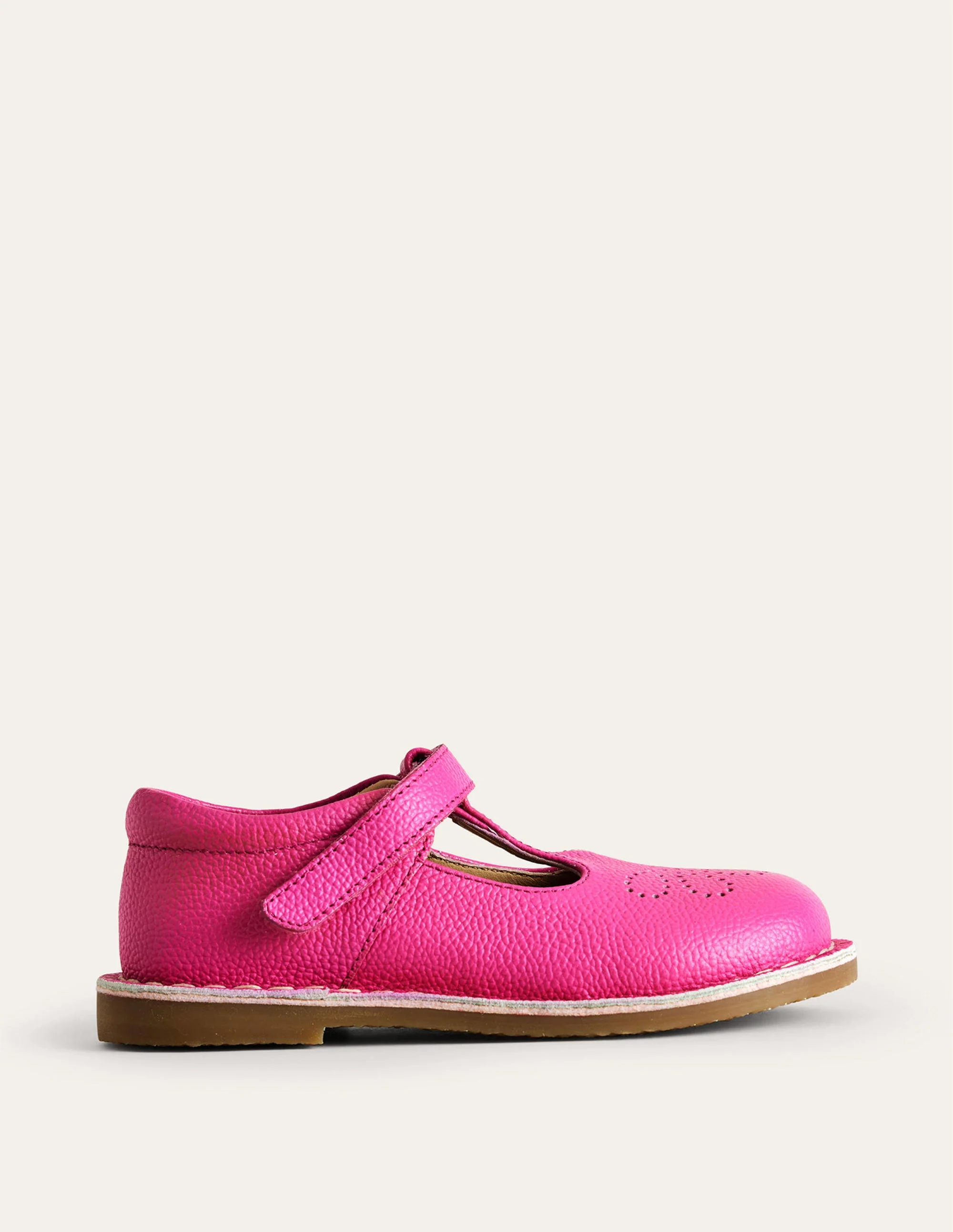 Flache Schuhe aus Leder mit T-Steg-Pink