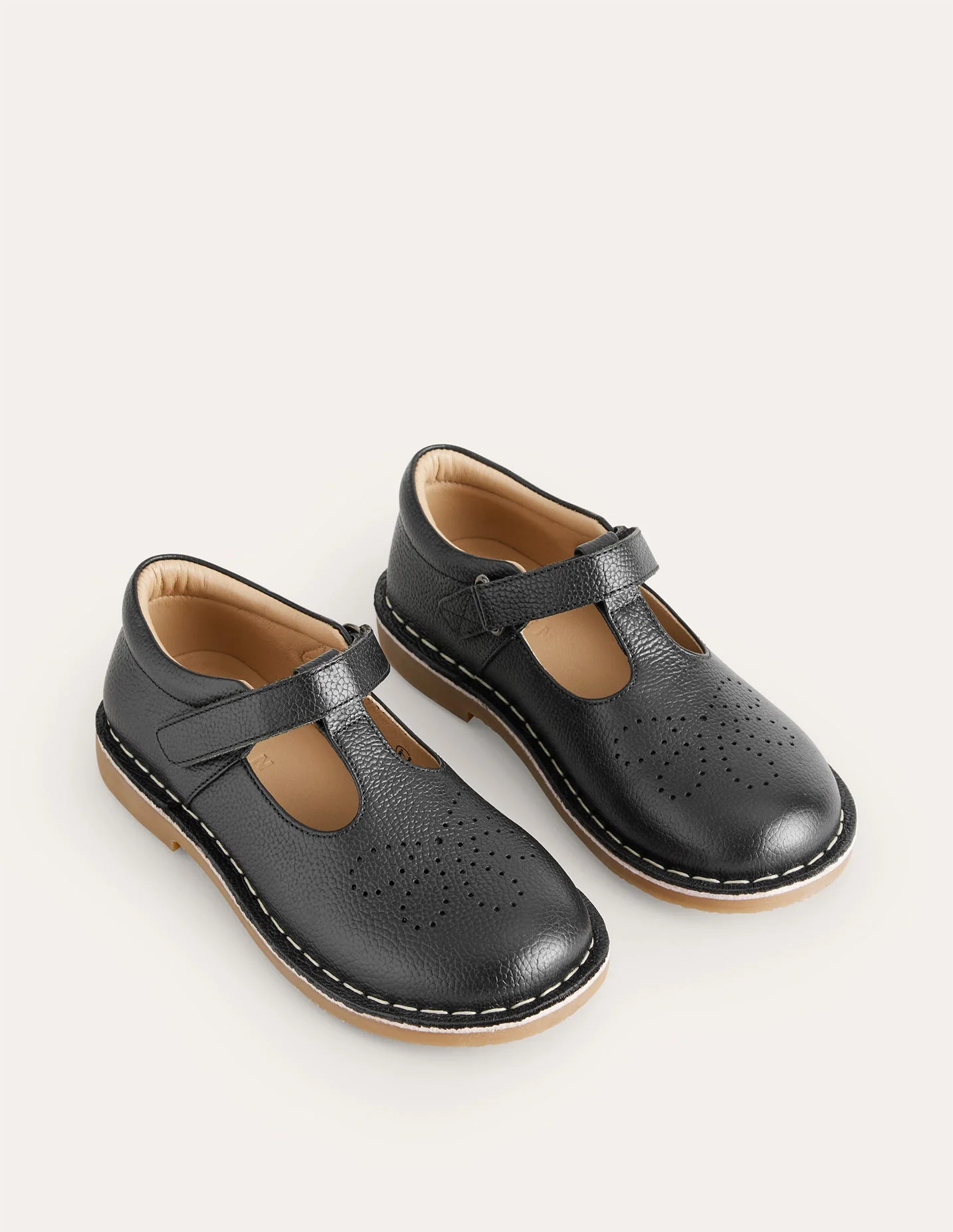 Flache Schuhe aus Leder mit T-Steg-Schwarz - Image 2