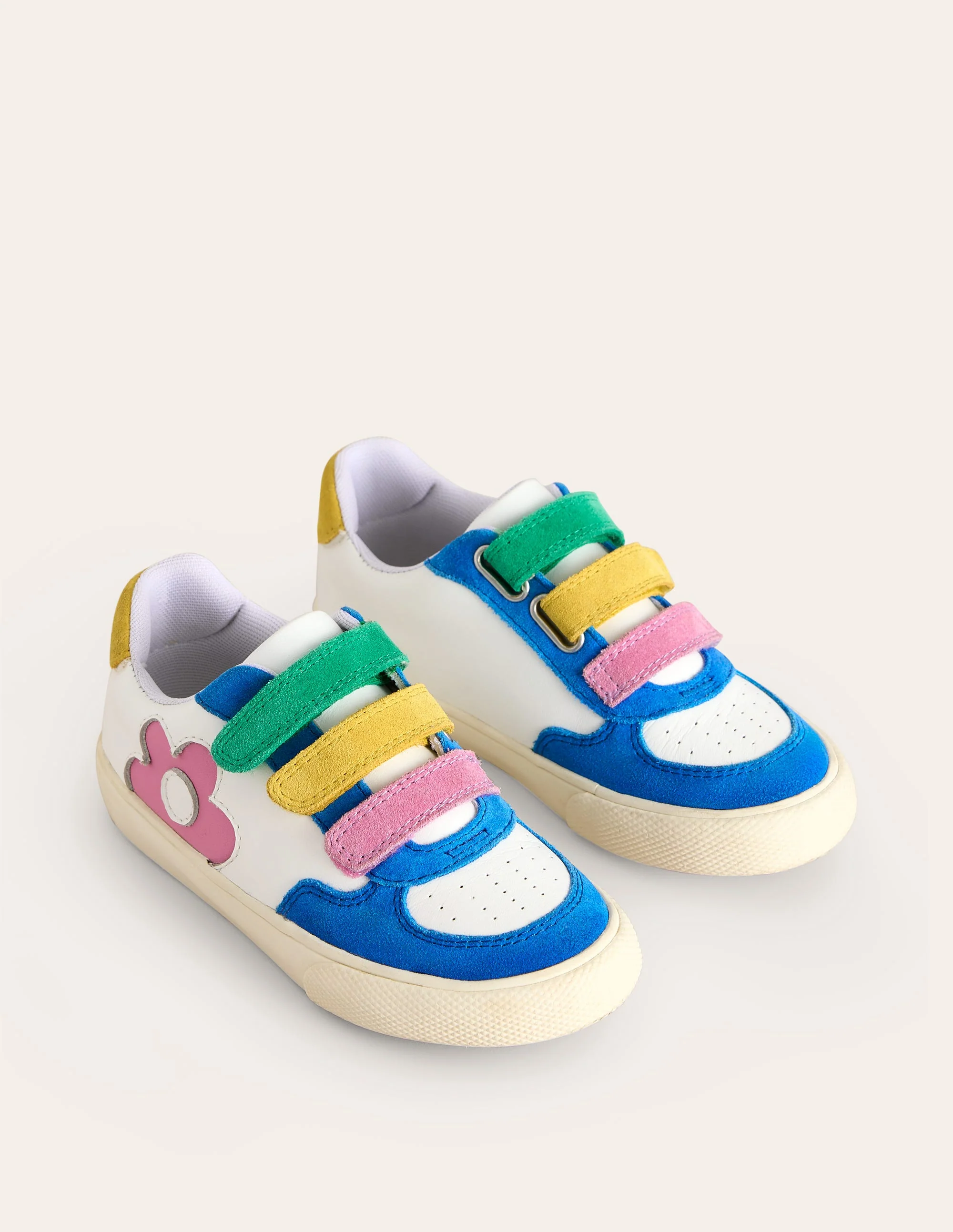 Flache Sneaker aus Leder-Bunt Blockfarben Blume - Image 2