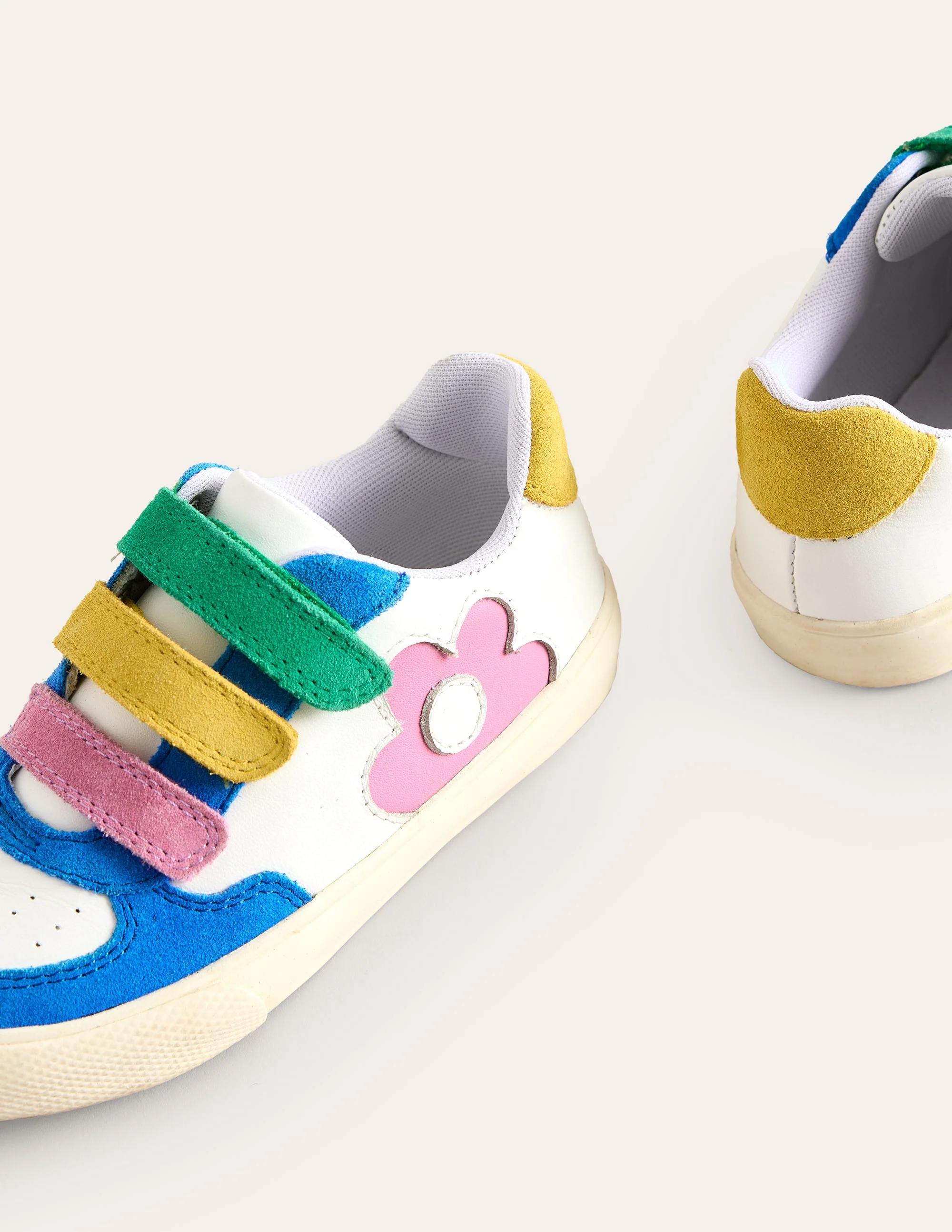 Flache Sneaker aus Leder-Bunt Blockfarben Blume - Image 3