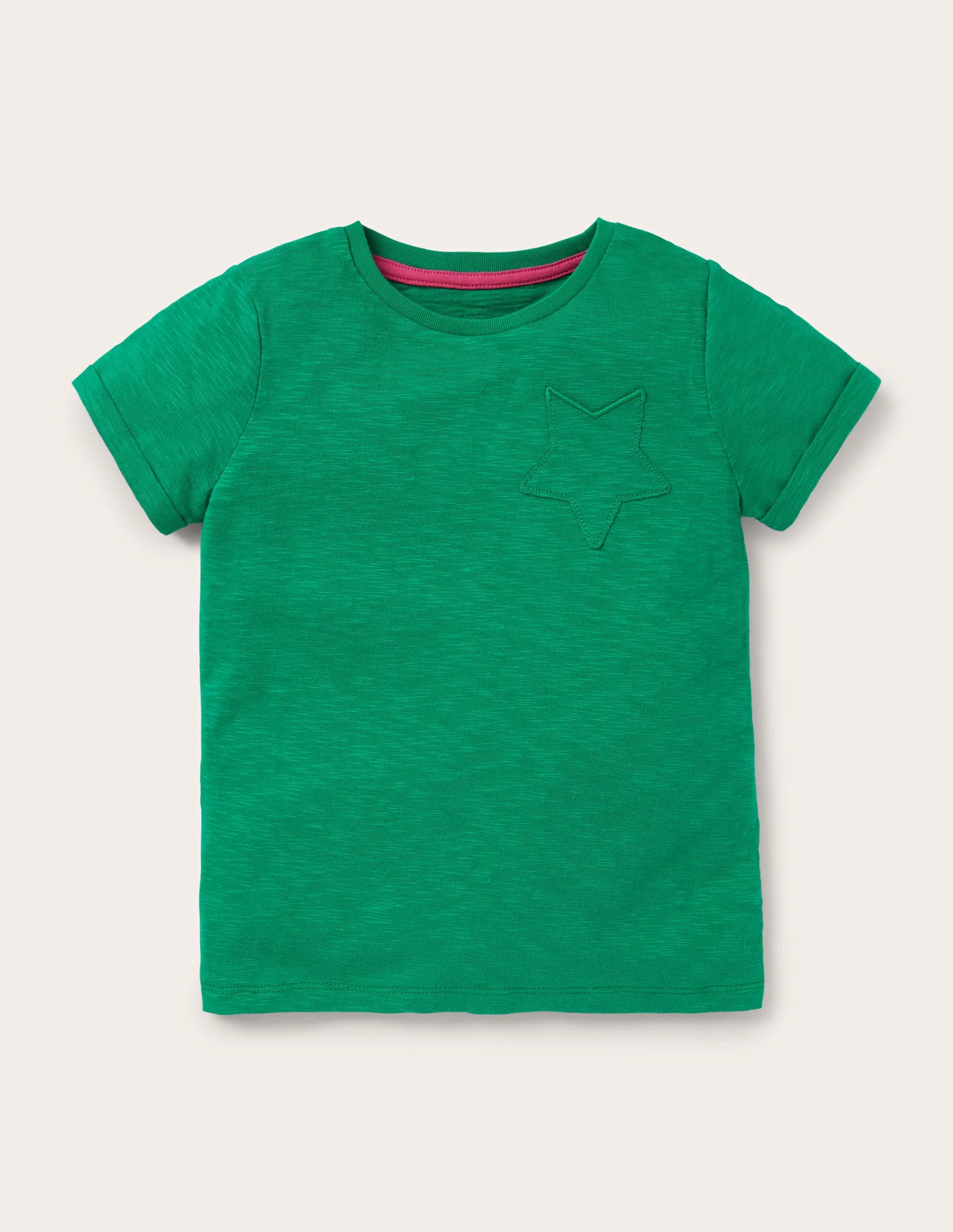 Flammgarn-T-Shirt mit Sterntasche-Baumgrün
