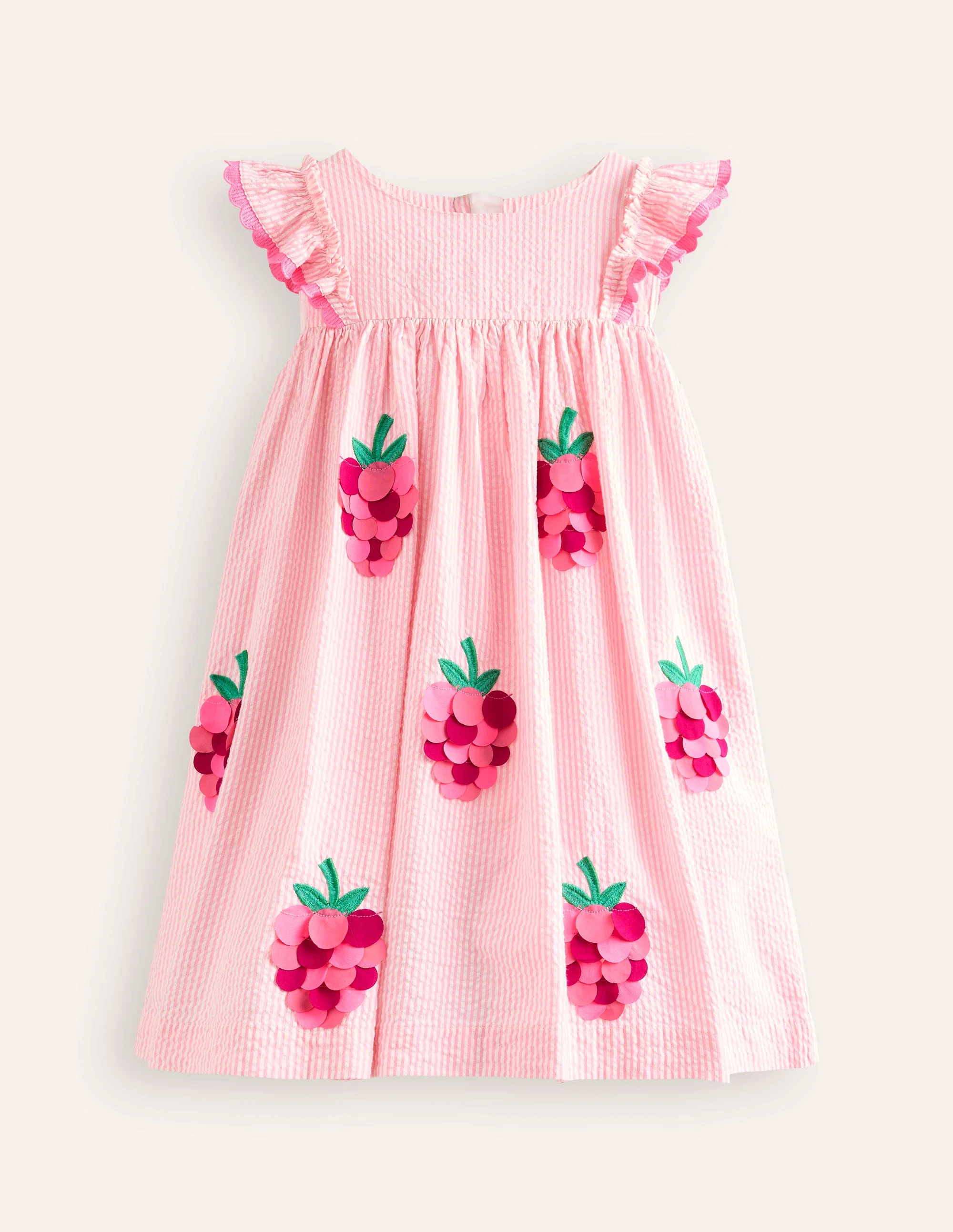 Flatterkleid mit Früchten-Kirschblütenrosa/Naturweiß Himbeere