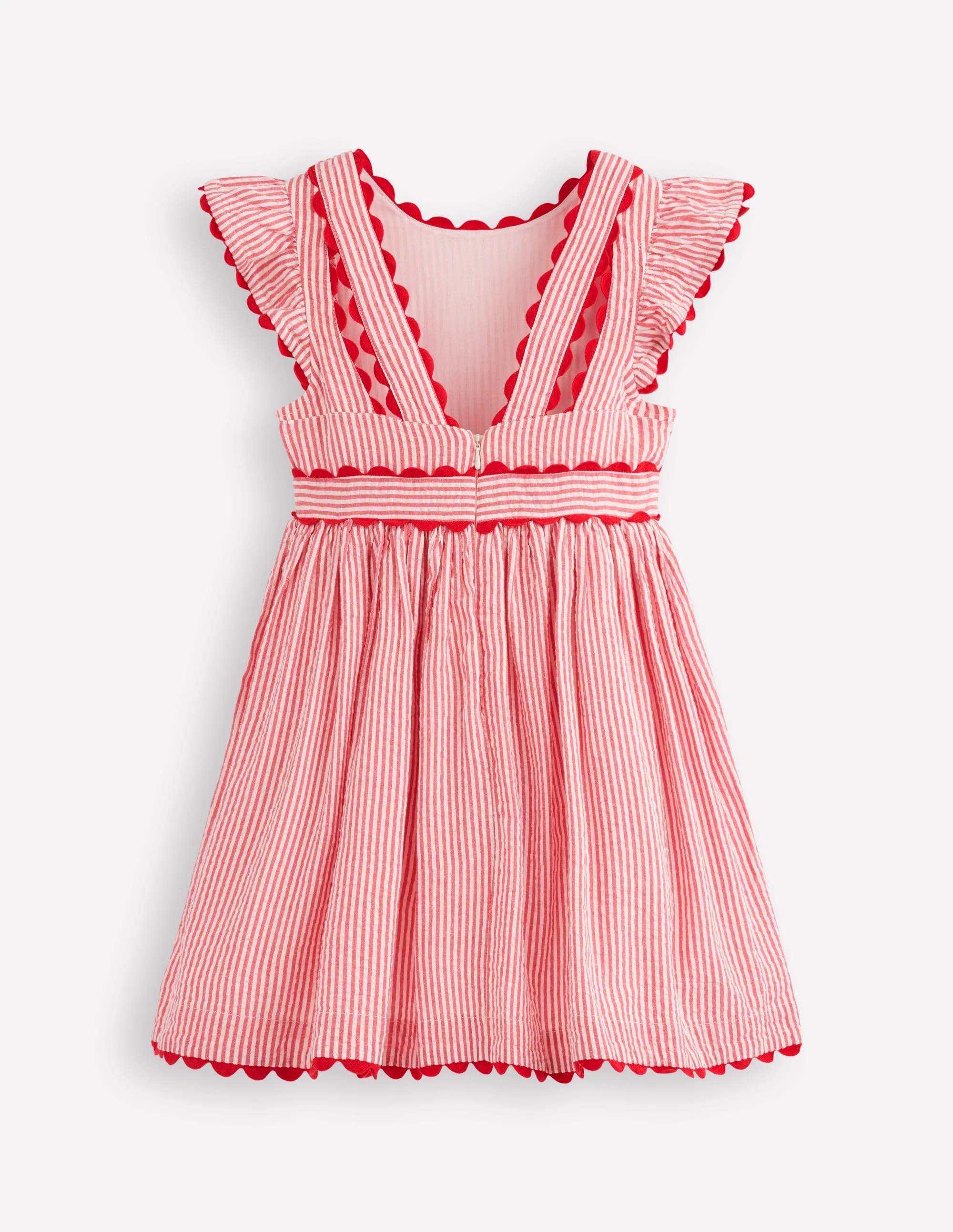 Flatterkleid mit Zackenlitze-Rot mit Streifen - Image 7