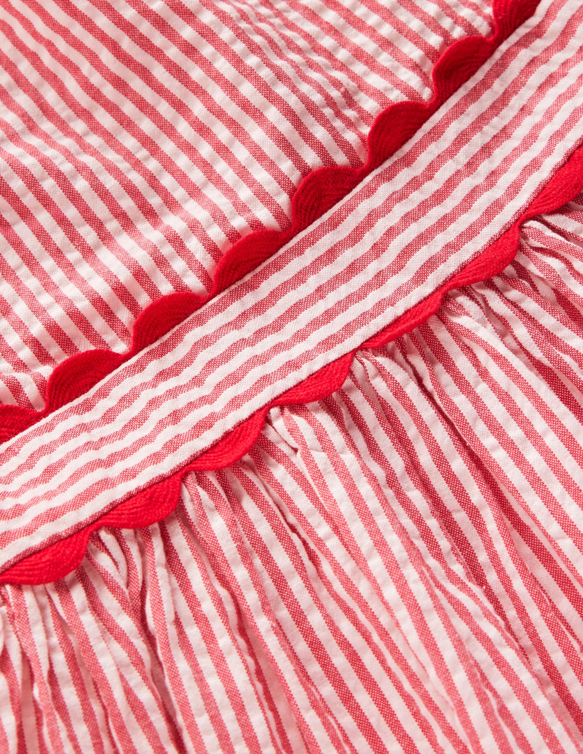 Flatterkleid mit Zackenlitze-Rot mit Streifen - Image 8