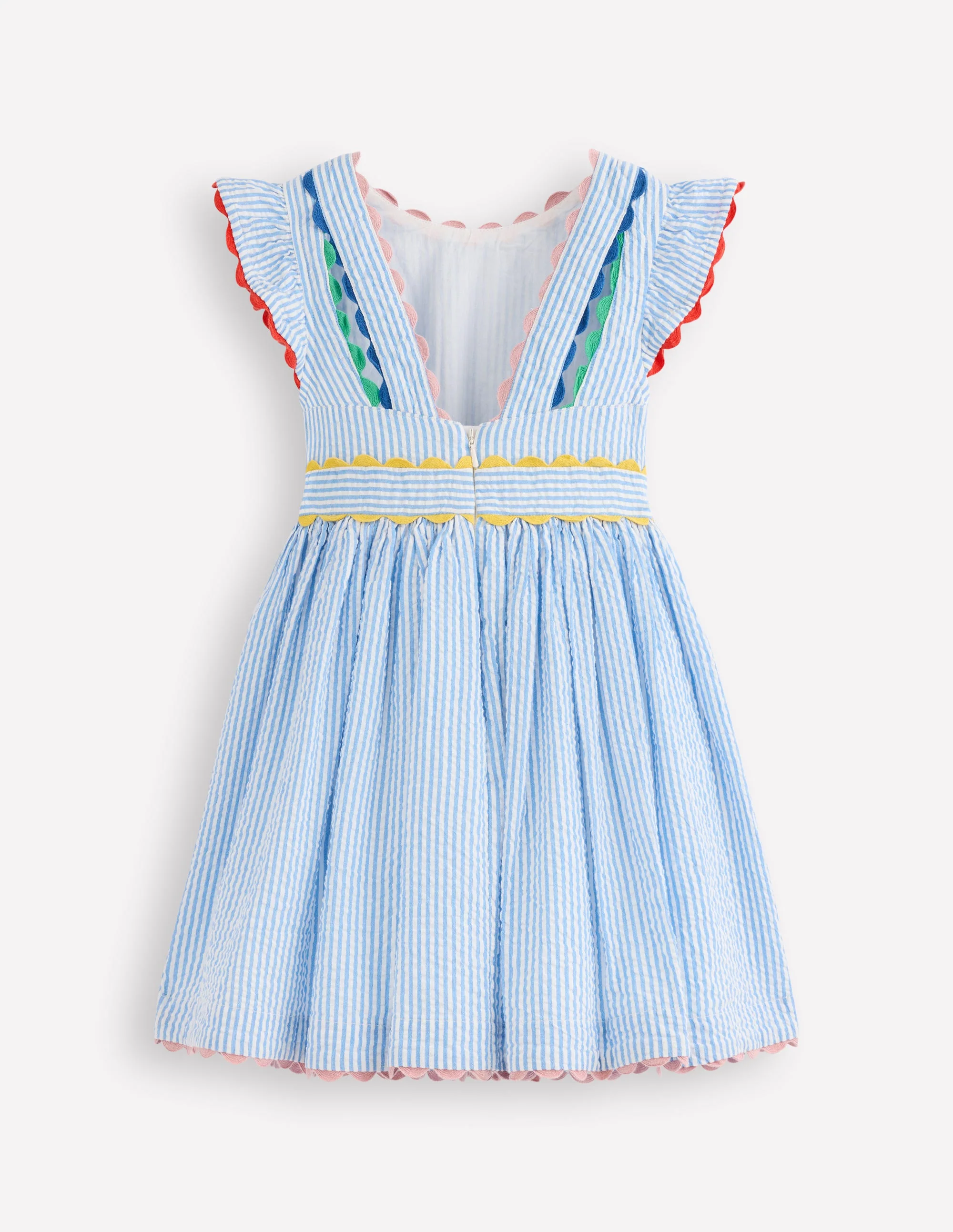 Flatterkleid mit Zackenlitze-Saphirblau Streifen - Image 3