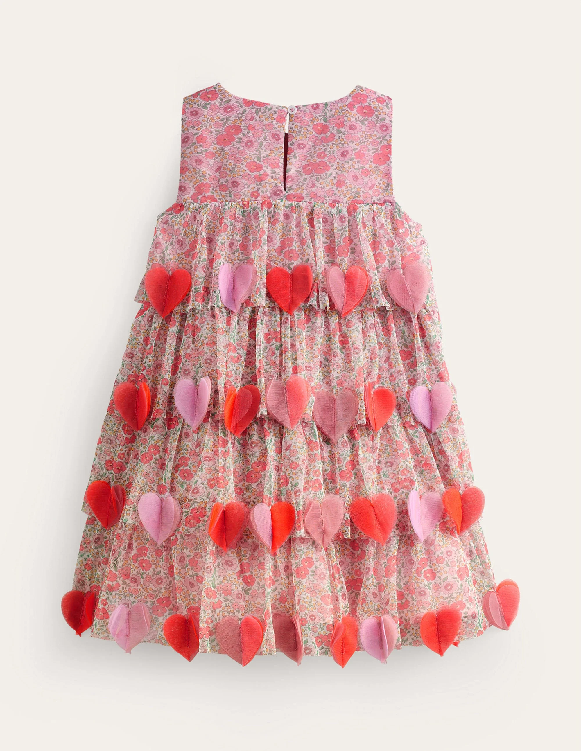 Flatterndes Partykleid mit Herzmotiv-Rosa Blumenwiese - Image 2