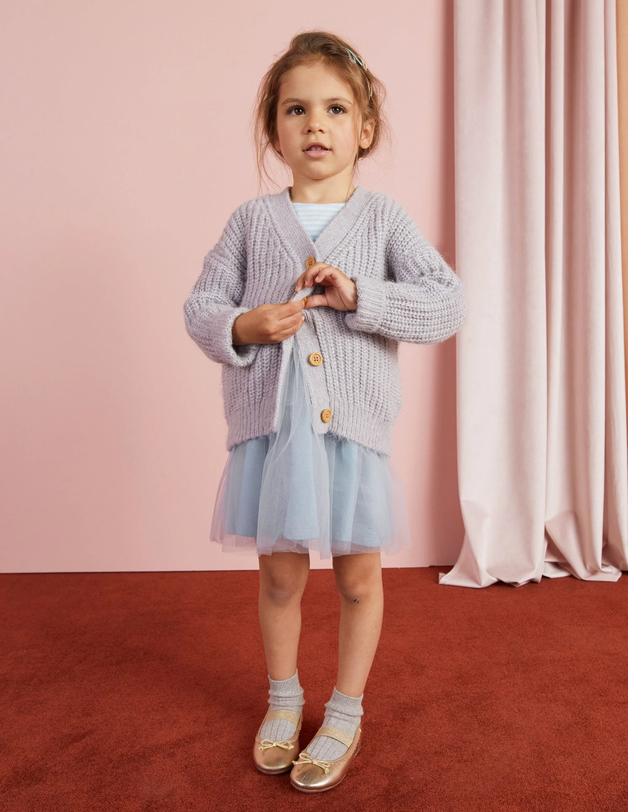 Flauschiger Cardigan-Silber Meliert - Image 4