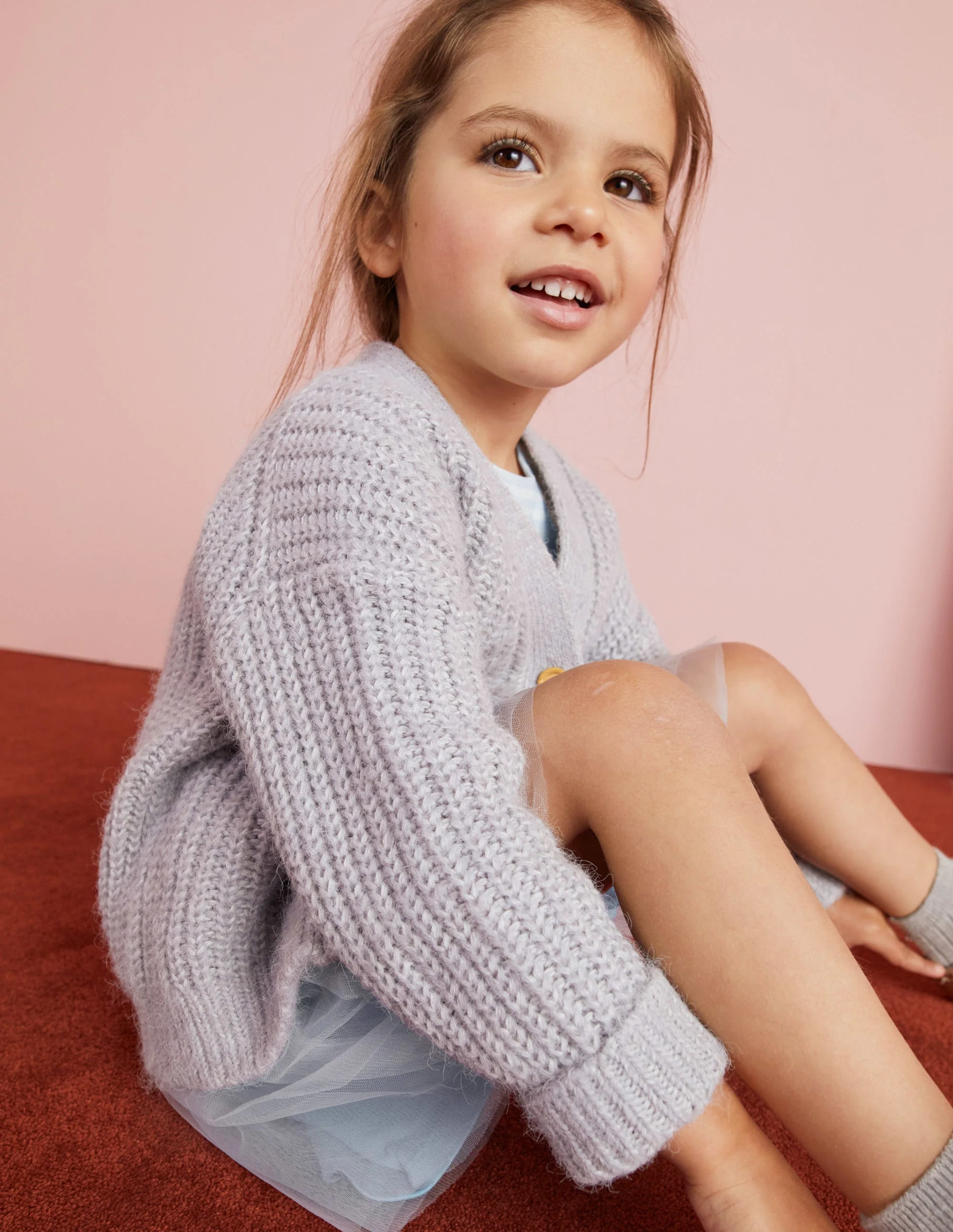 Flauschiger Cardigan-Silber Meliert - Image 6