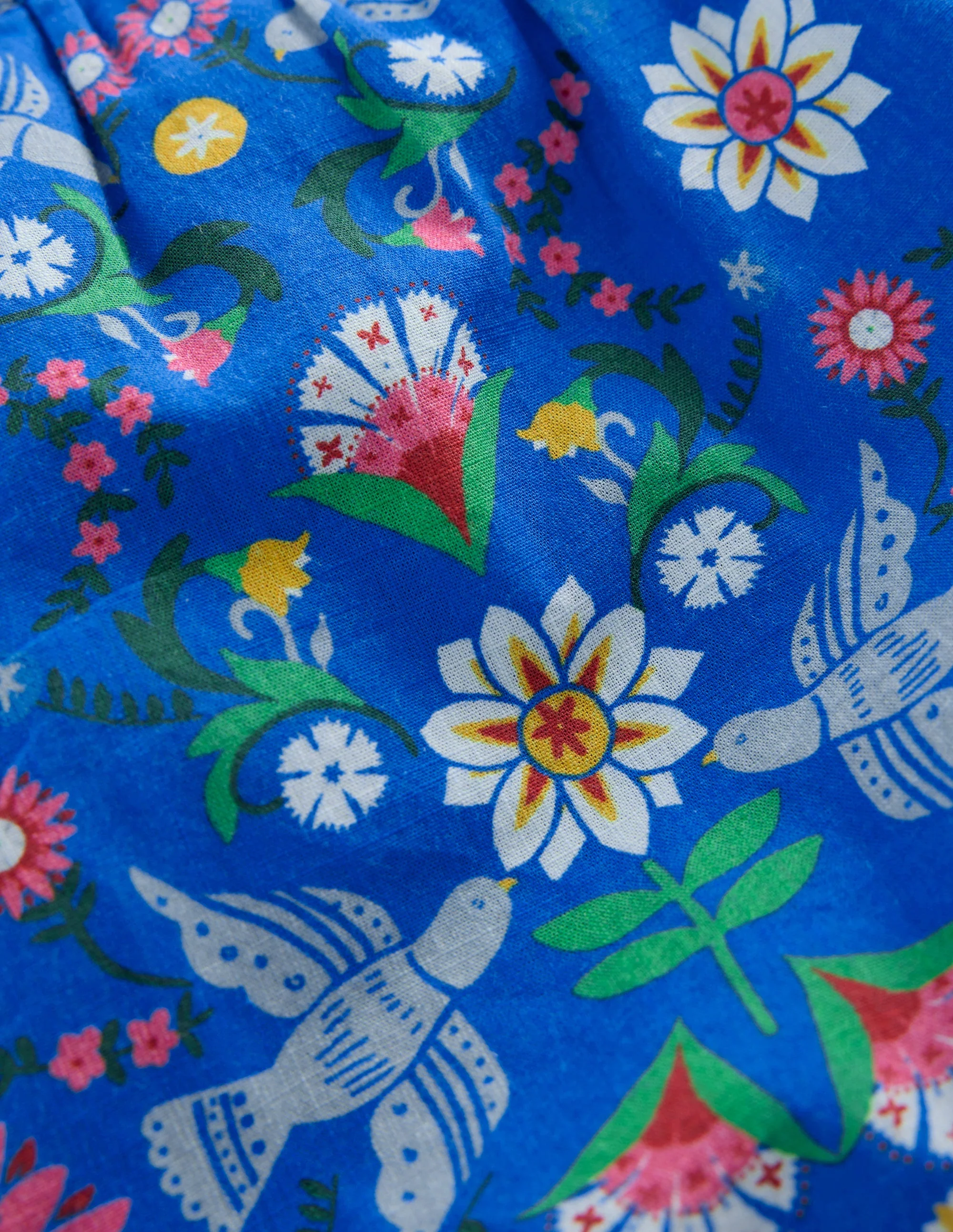Freizeit-Shorts zum Hineinschlüpfen-Eisvogelblau Vögel Blumenmuster - Image 3