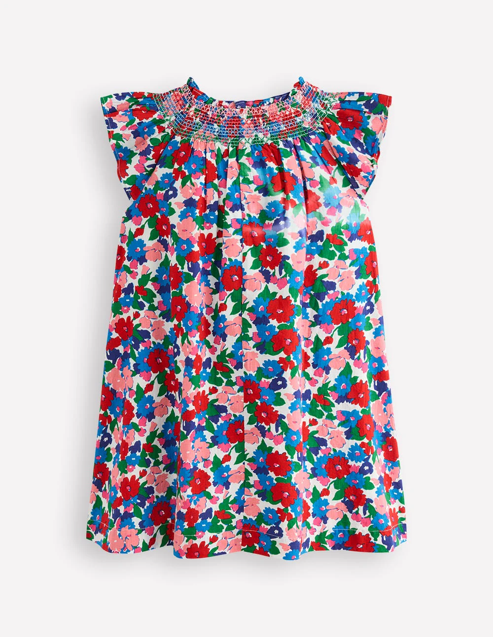 Freizeitkleid mit Smokdetail-Bunt Blumenmuster - Image 2
