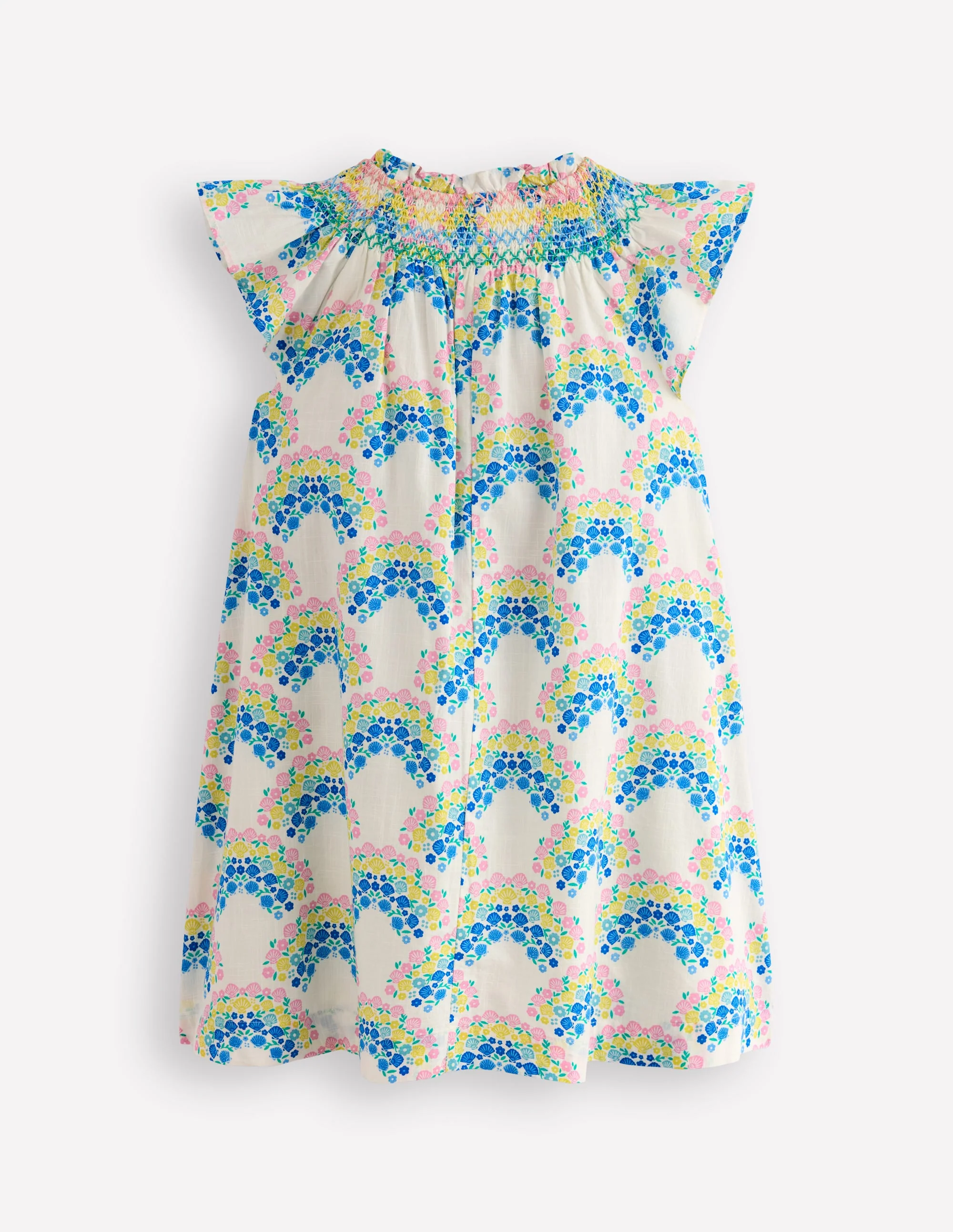 Freizeitkleid mit Smokdetail-Sanftes Naturweiß Regenbogen Muscheln - Image 2