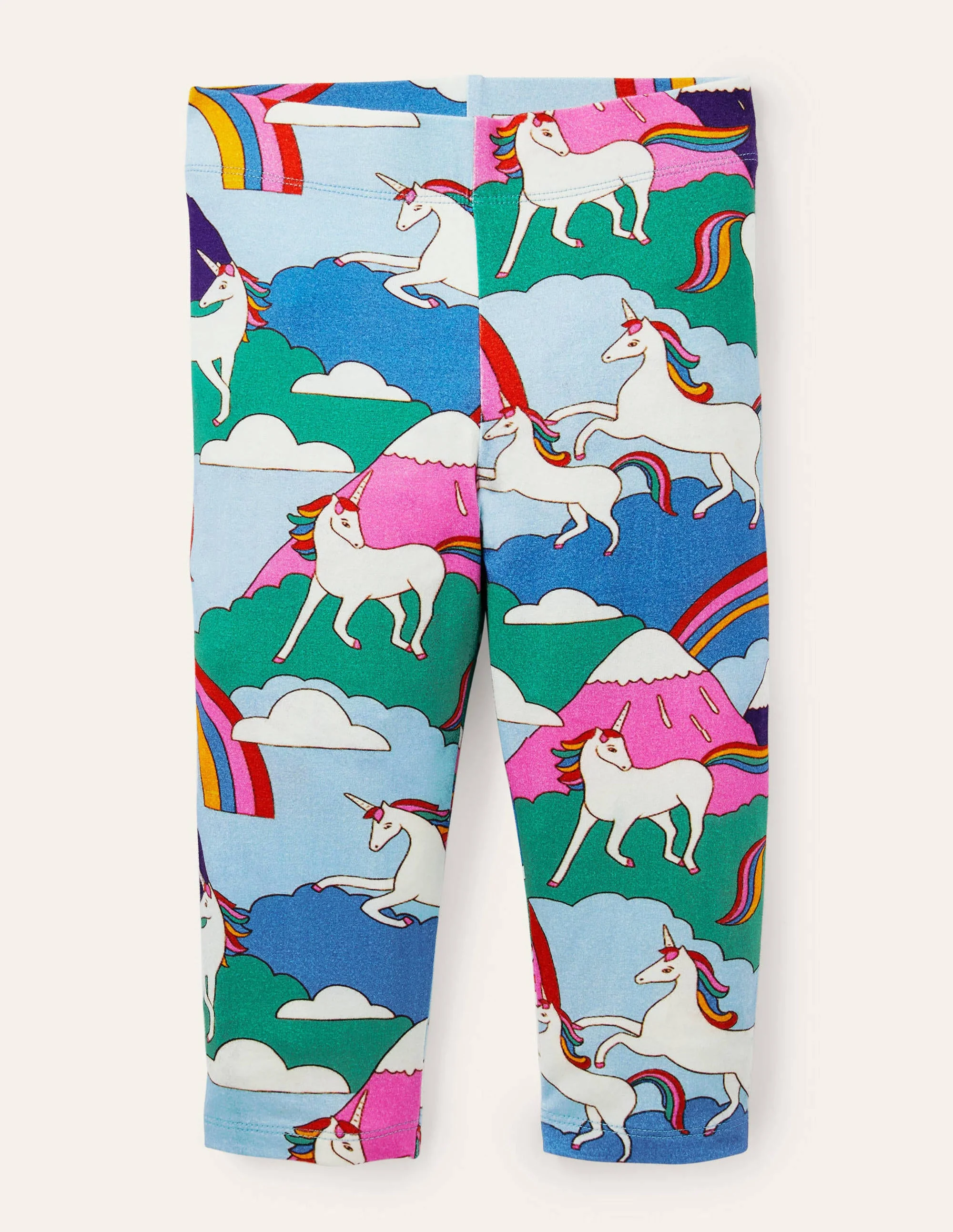 Fröhliche 7/8-Leggings-Bunt, Berge mit Einhörnern