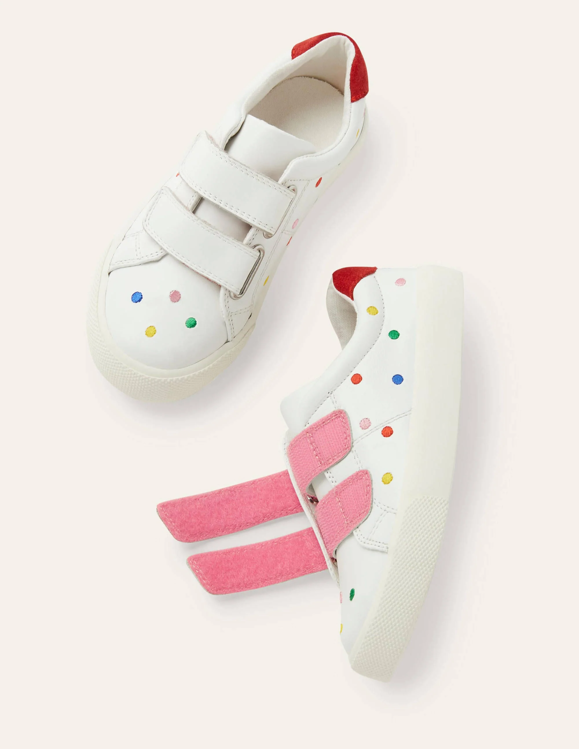 Fröhliche Halbschuhe-Weiß, Leder/Regenbogentupfen