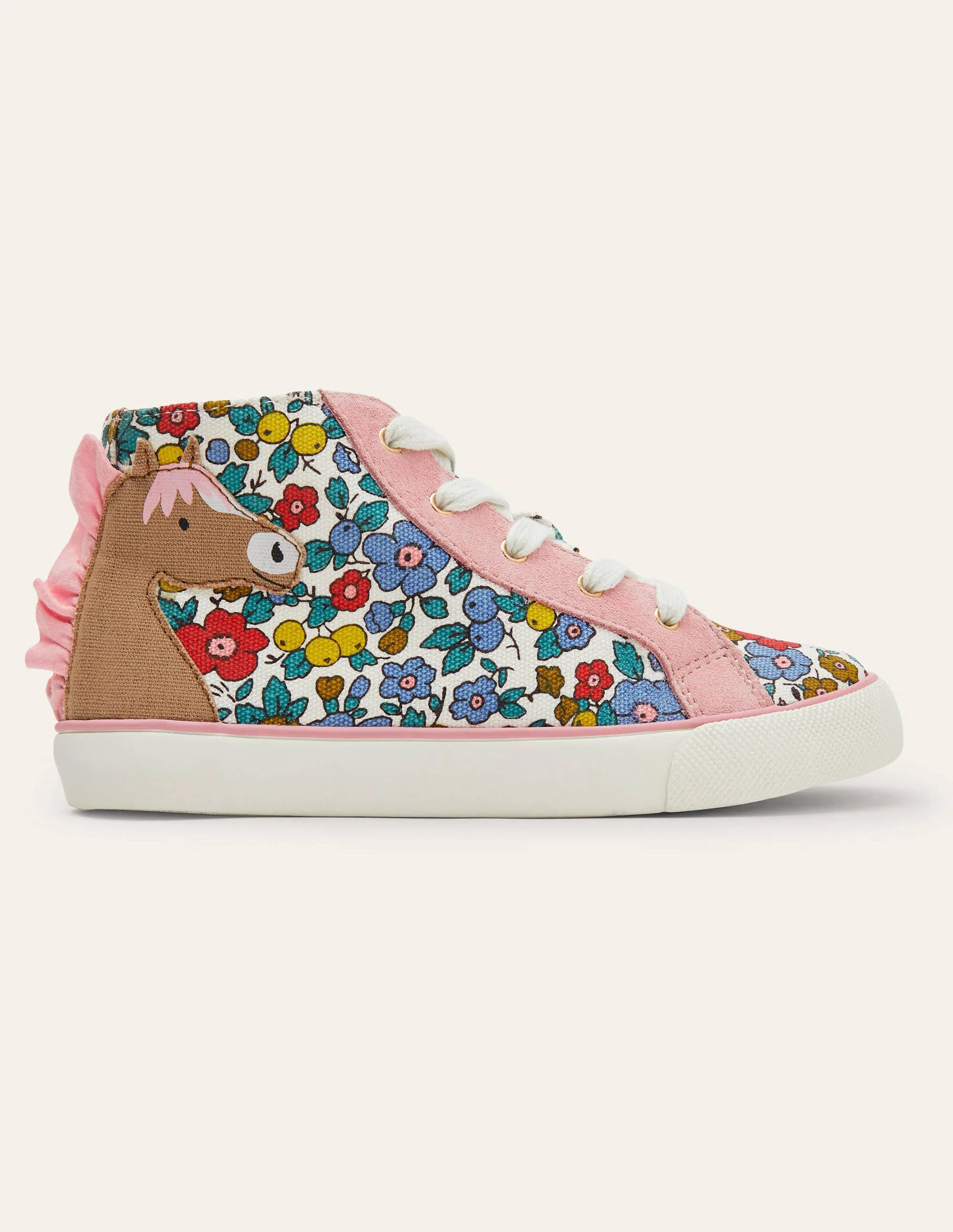 Fröhliche hochgeschnittene Turnschuhe-Bunt, Blumen/Pferd - Image 2