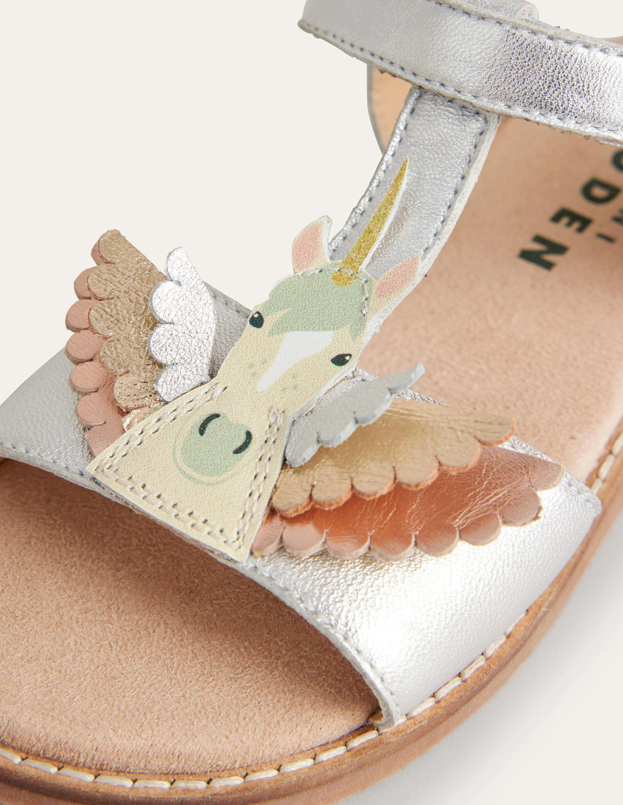 Fröhliche Ledersandalen-Silber Pegasus - Image 3