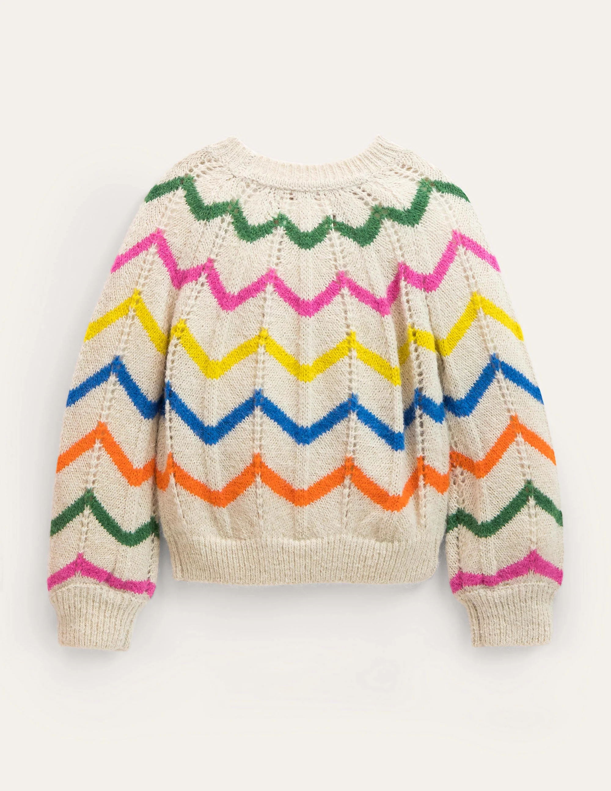 Fröhlicher Pullover-Ecru Meliert, Muschelstreifen - Image 2