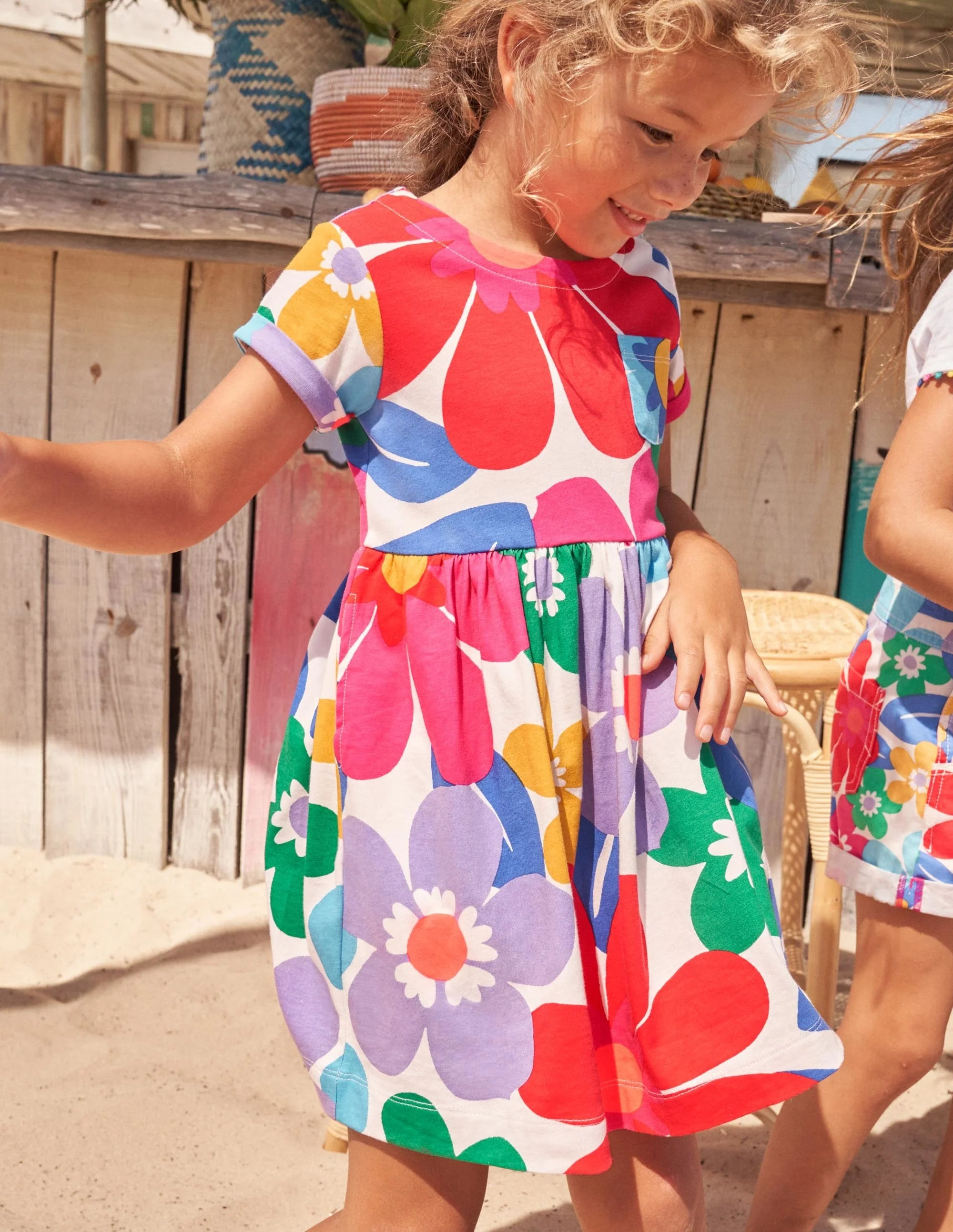 Fröhliches Jerseykleid-Bunt, Große Blumen - Image 4
