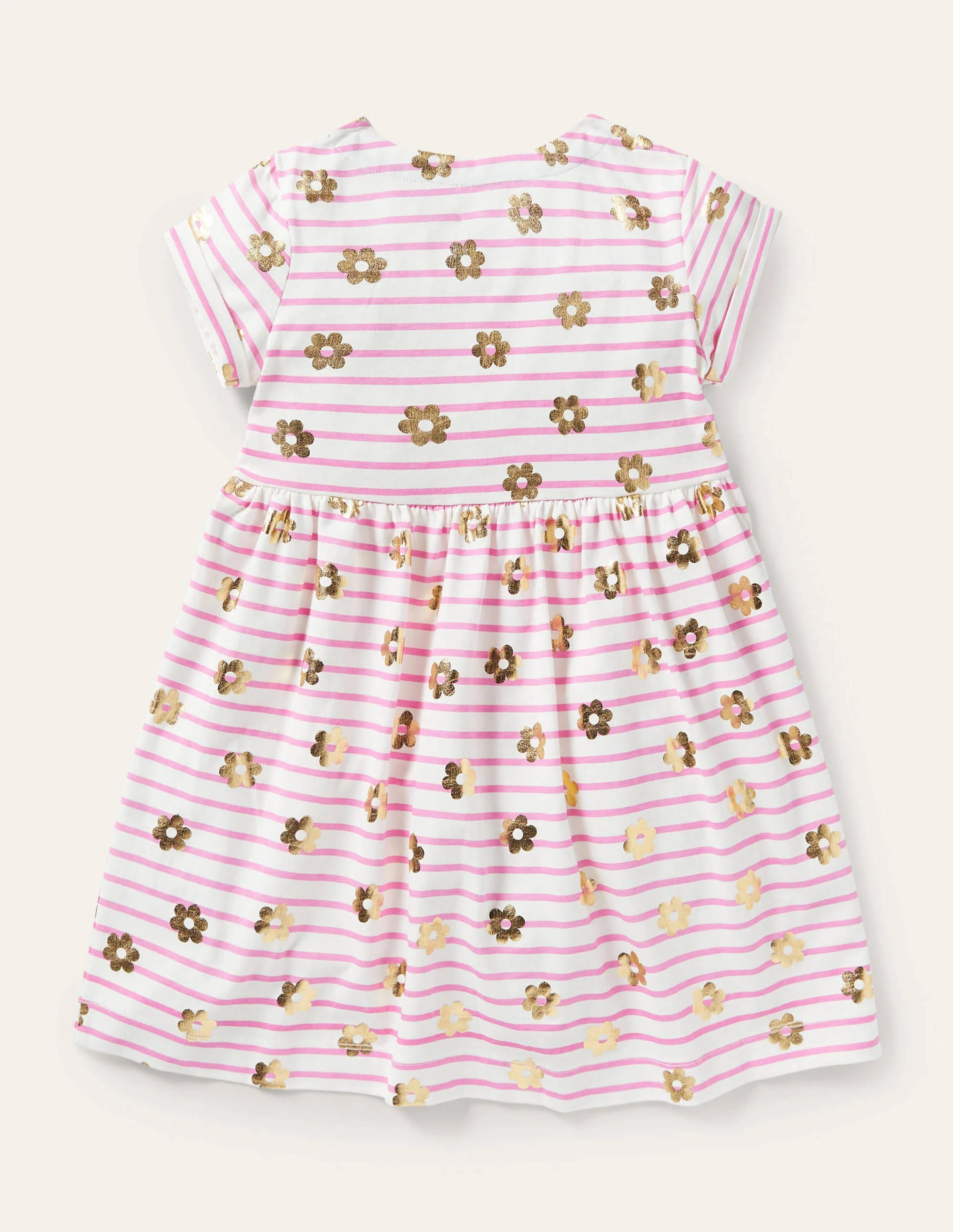 Fröhliches Jerseykleid-Erdbeereisrosa, Goldene Gänseblümchen - Image 2