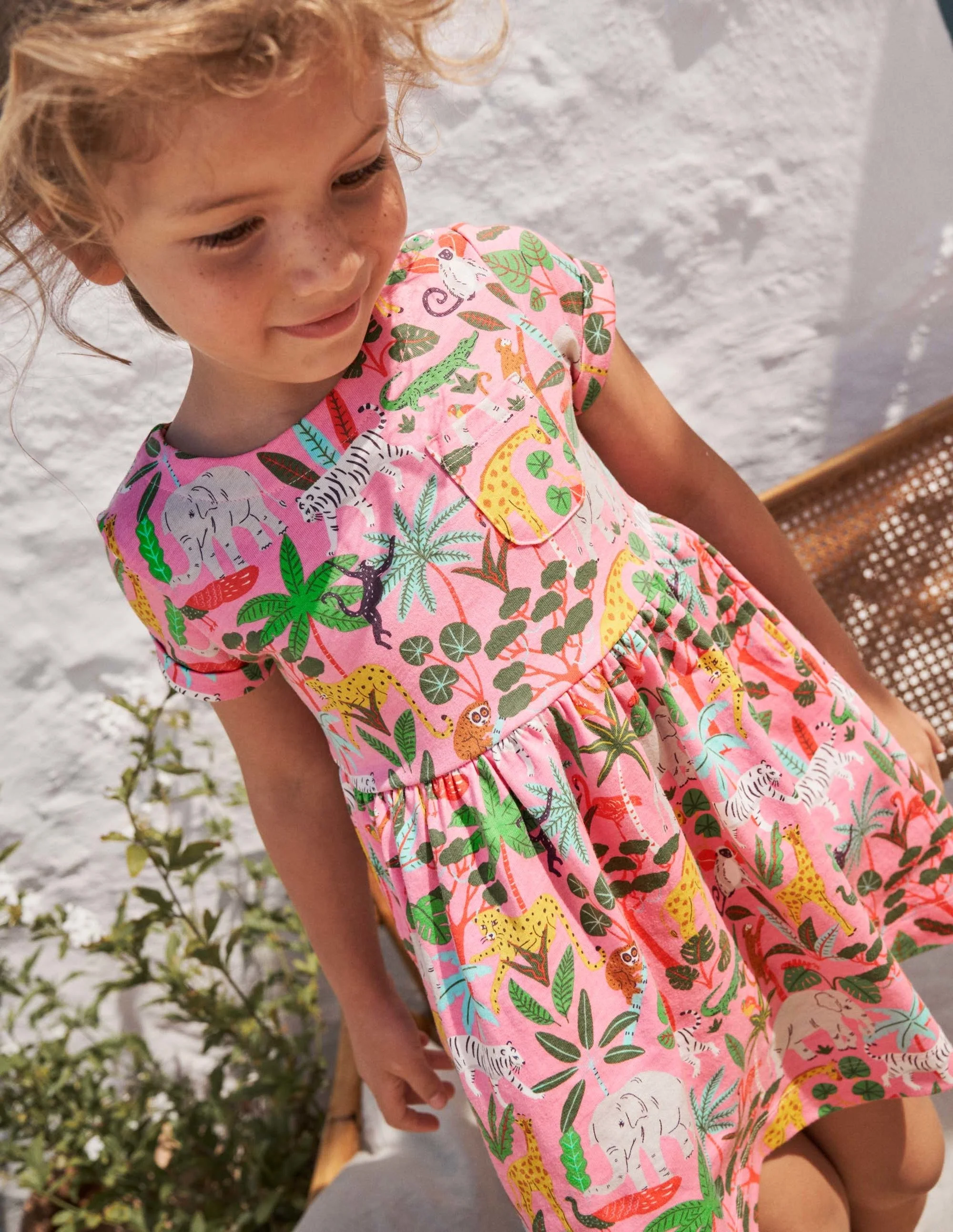 Fröhliches Jerseykleid-Hellrosa, Dschungel - Image 5