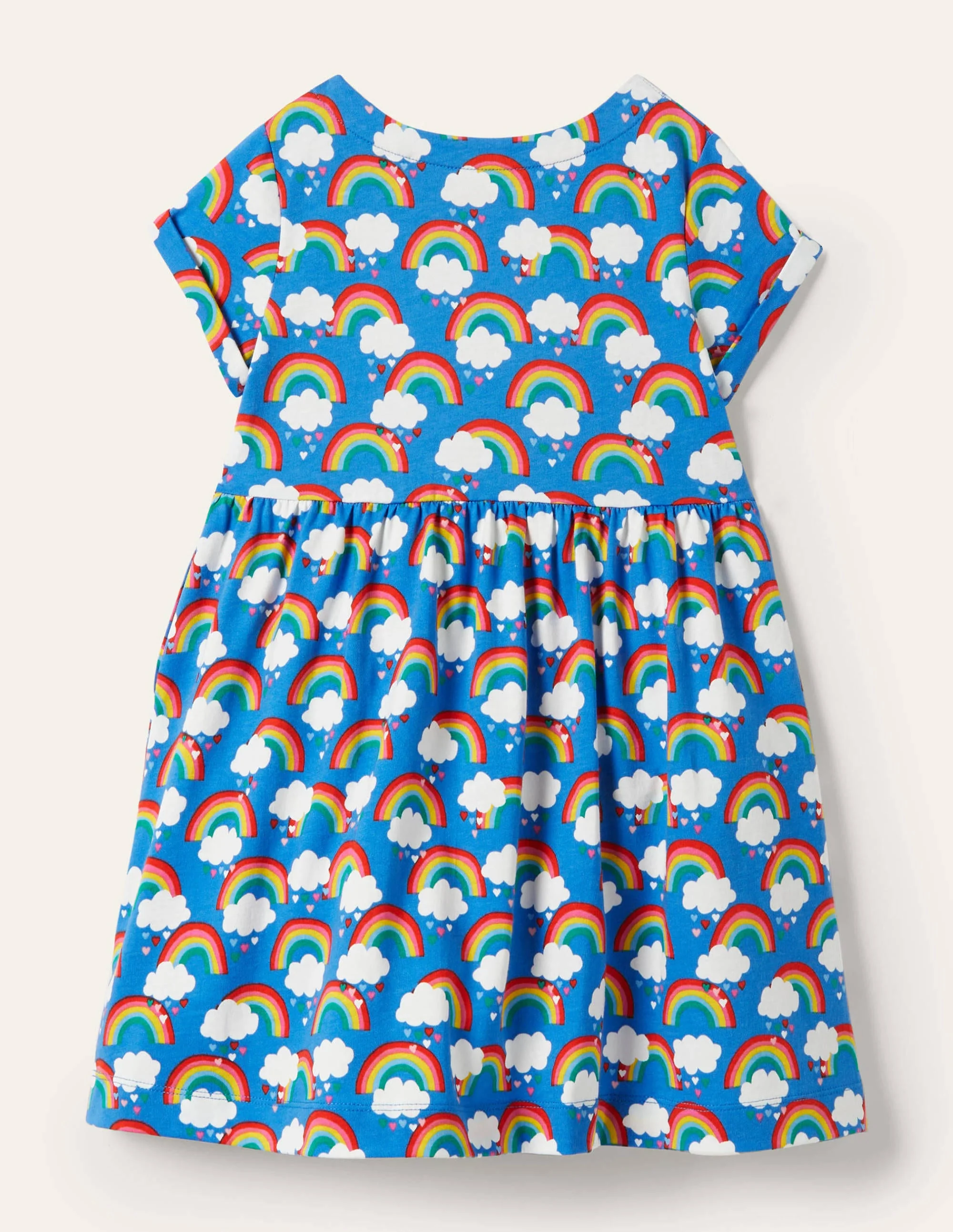 Fröhliches Jerseykleid-Marokkoblau, Regenbogen/Herzen - Image 2