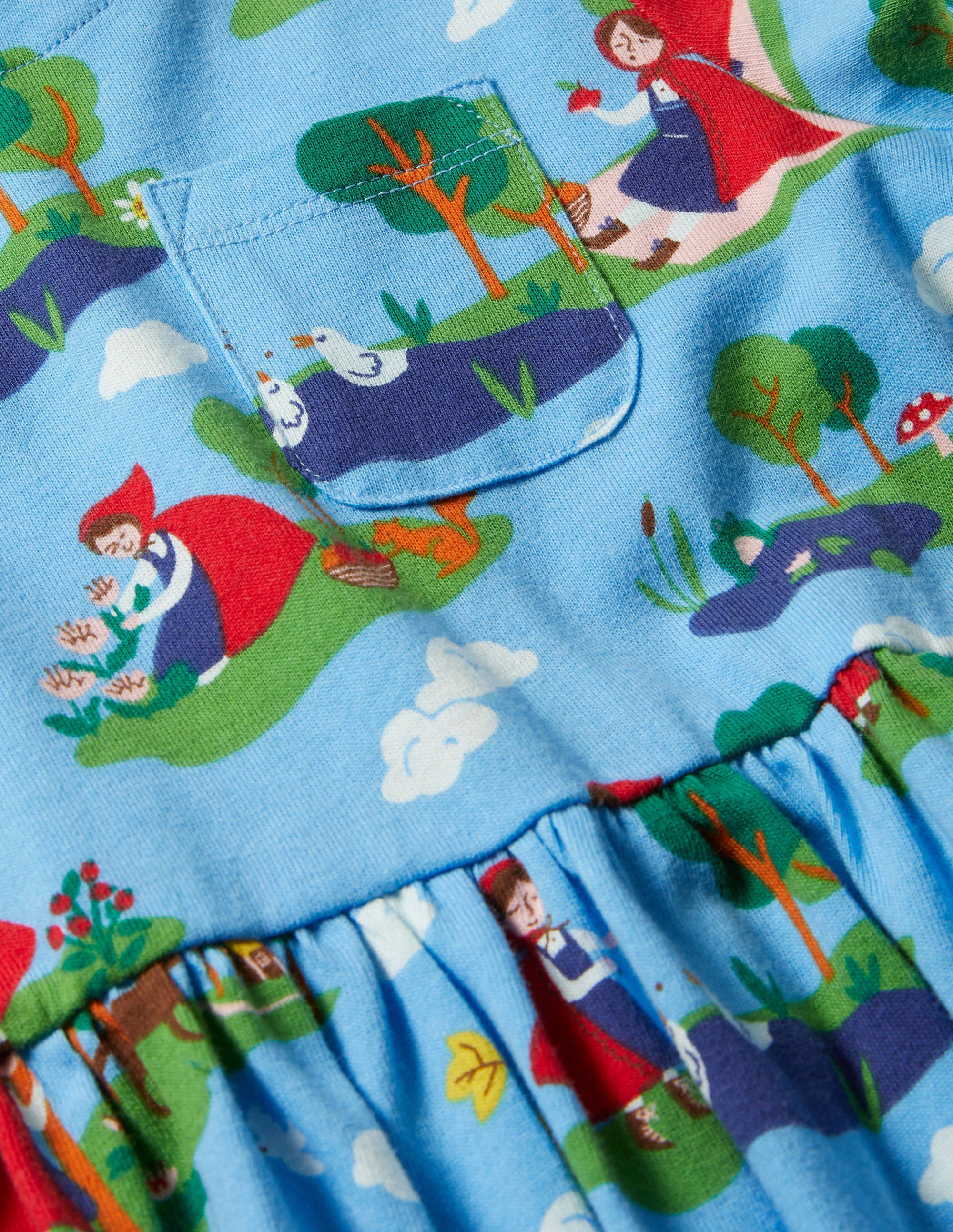 Fröhliches Jerseykleid mit langen Ärmeln-Surfbrett-Blau, Rotkäppchen - Image 3