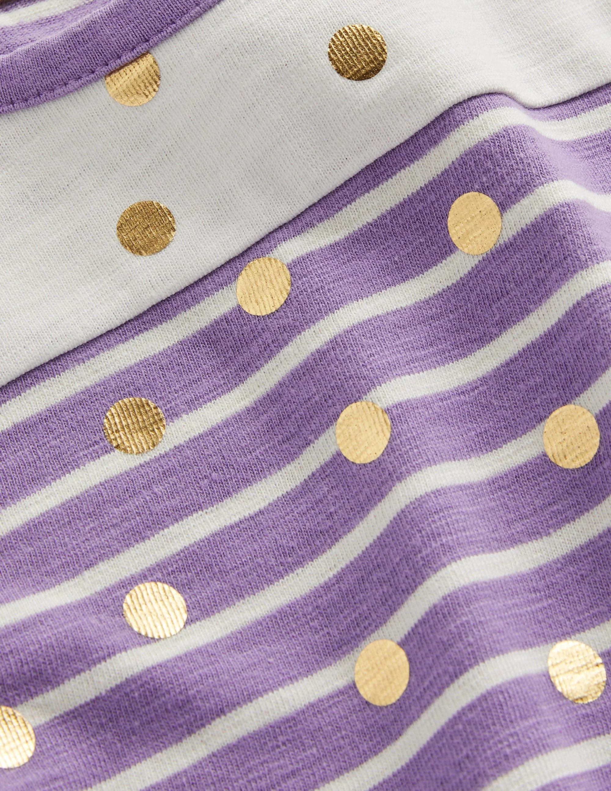 Fröhliches Jerseykleid mit Tasche-Asternviolett/Naturweiß, Folientupfen - Image 3