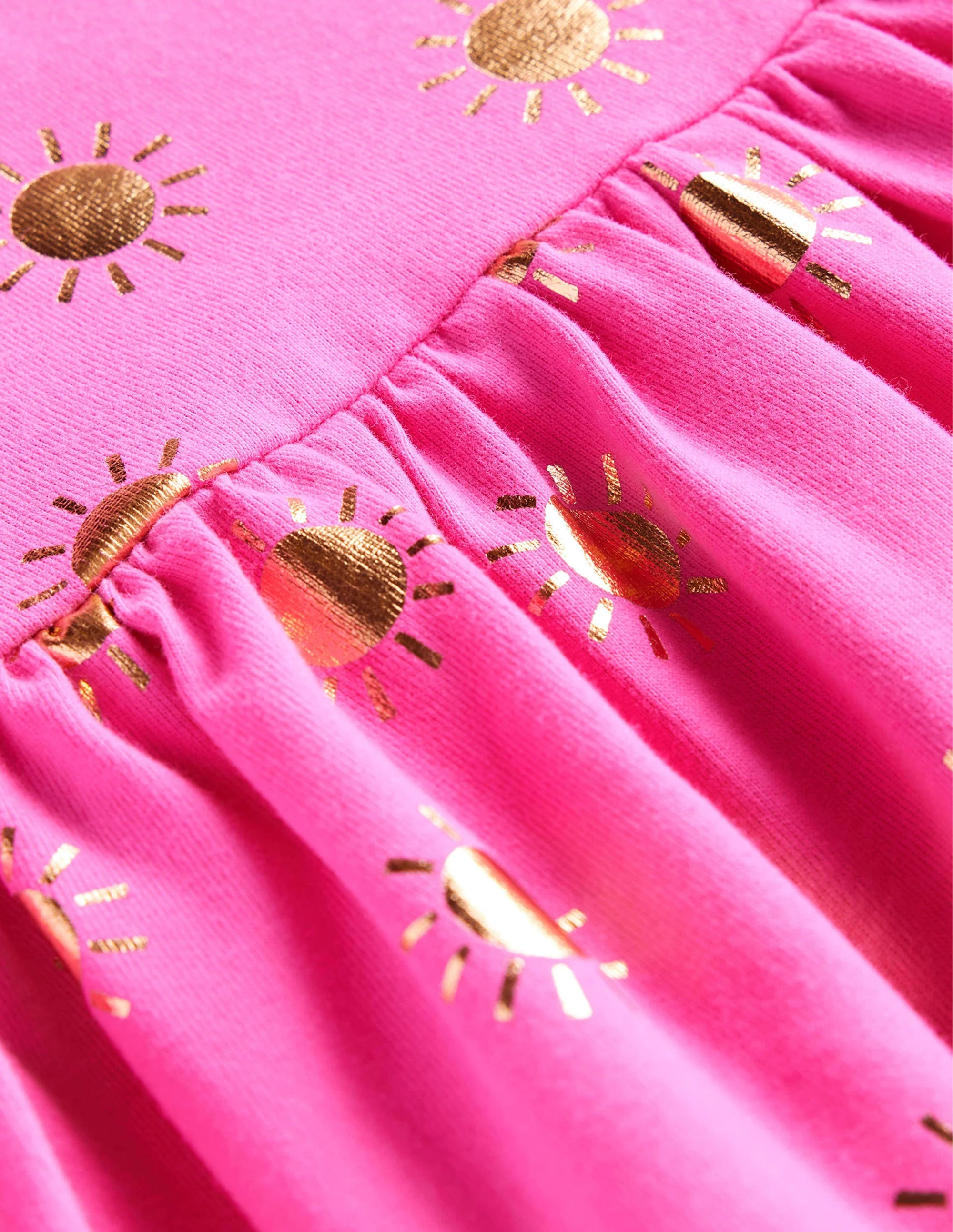 Fröhliches Jerseykleid-Rosarot, Goldfolien-Sonnen - Image 3