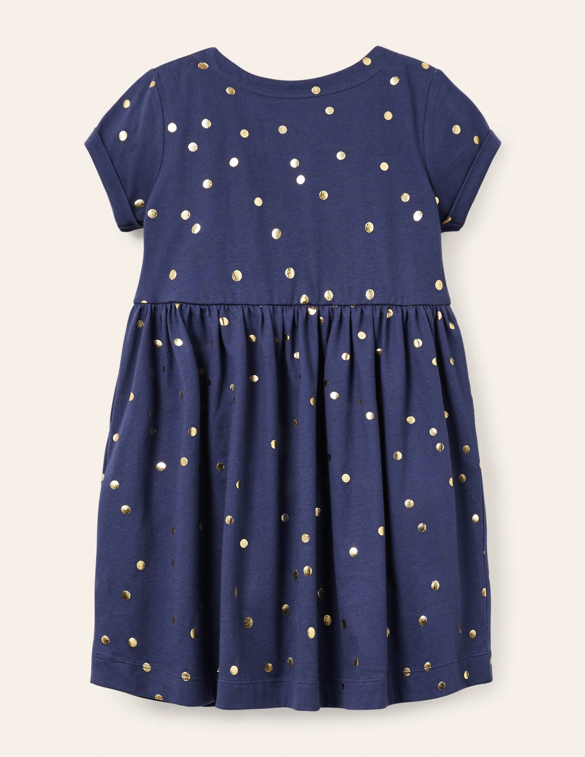 Fröhliches Jerseykleid-Segelblau, Goldtupfen - Image 2