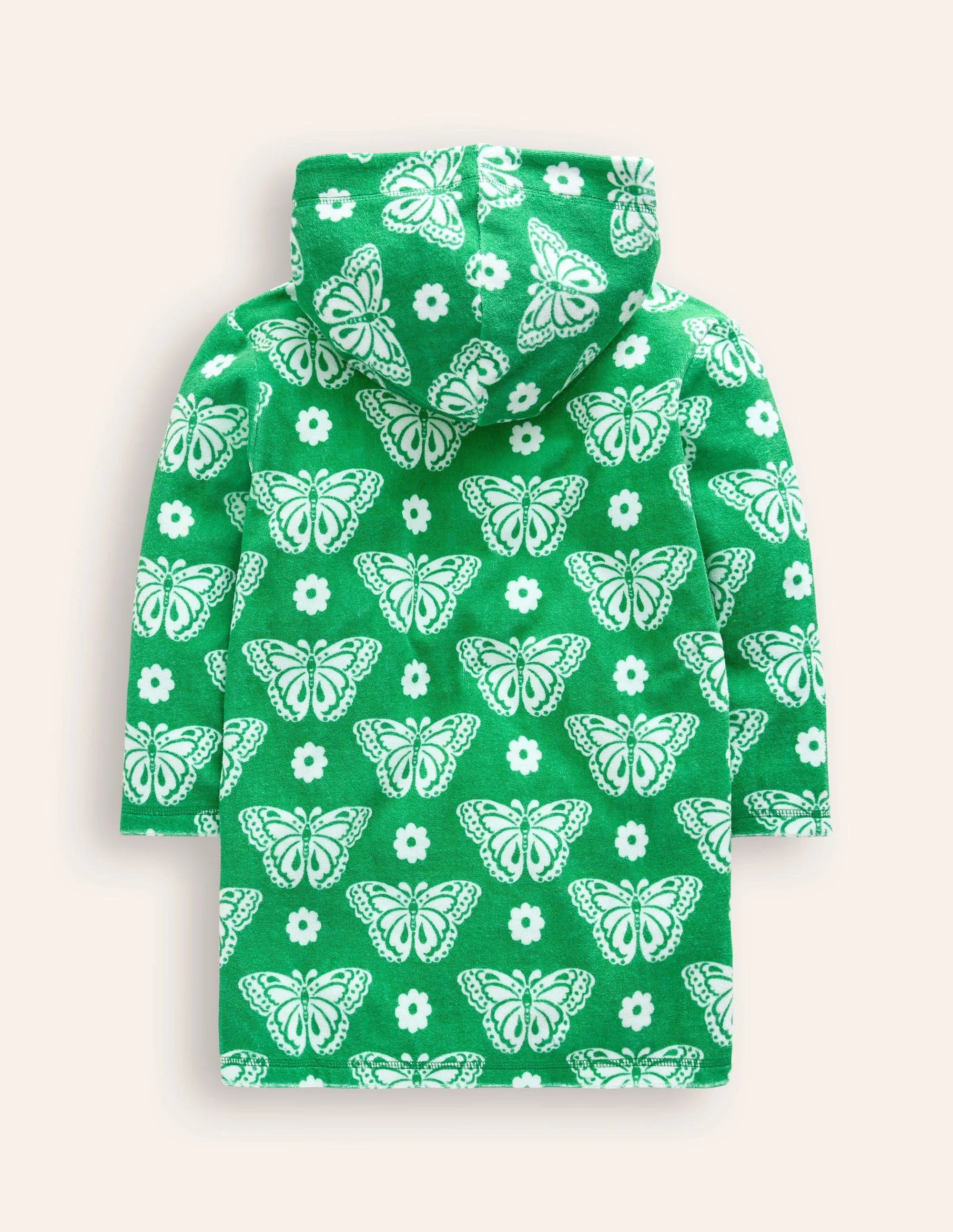 Frottee-Badeponcho-Erbsengrün Schmetterlingsmuster - Image 2