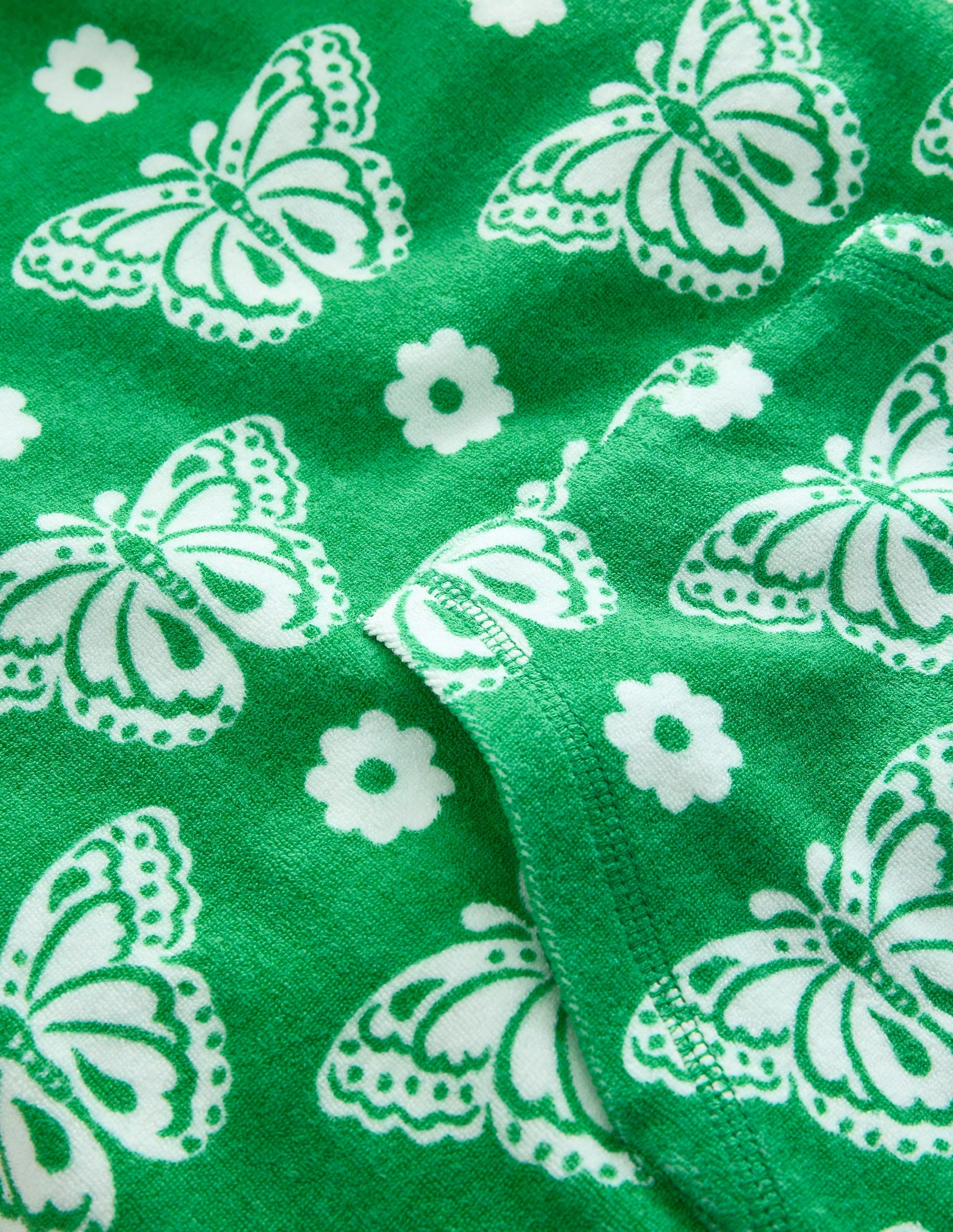 Frottee-Badeponcho-Erbsengrün Schmetterlingsmuster - Image 3