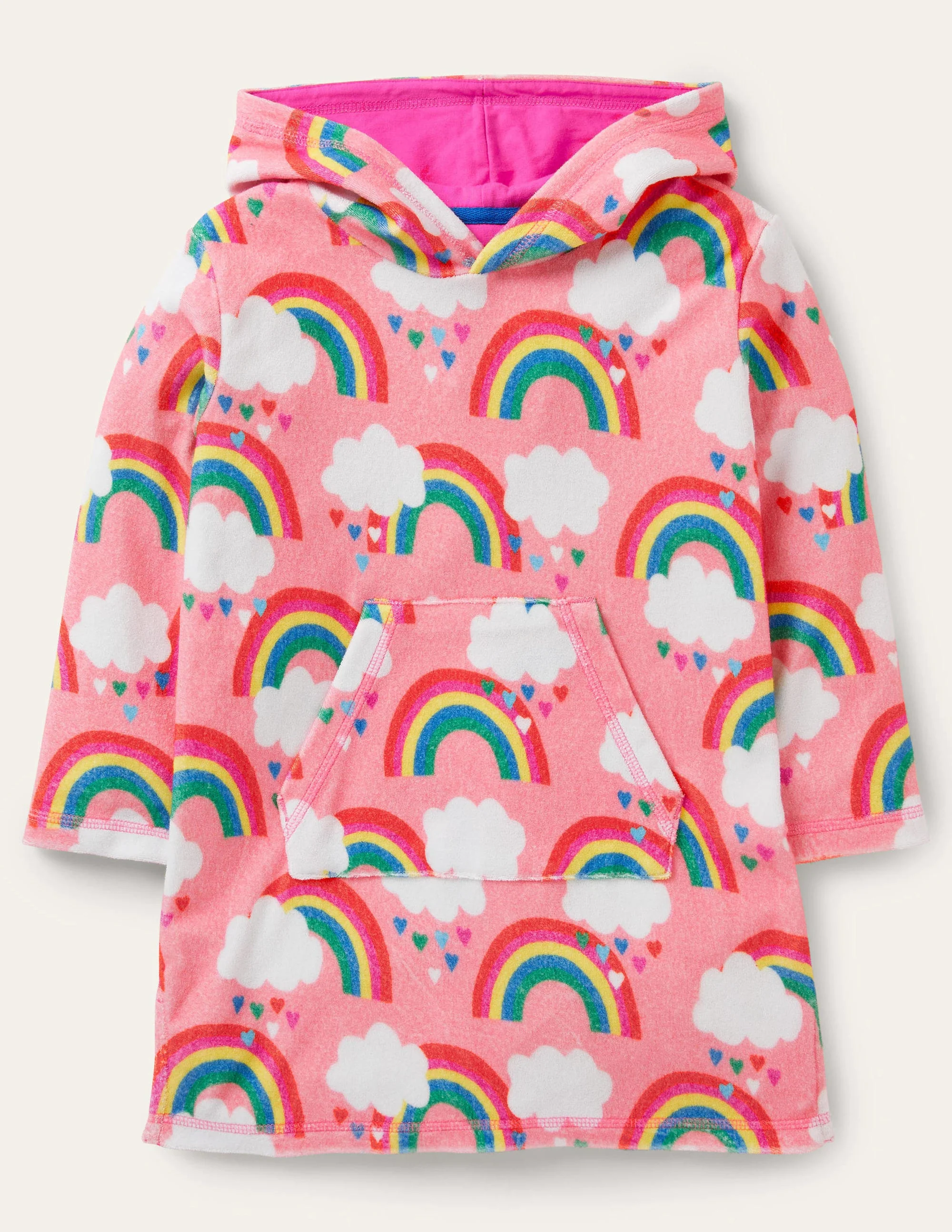 Frottee-Badeponcho-Limonadenrosa, Regenbogen