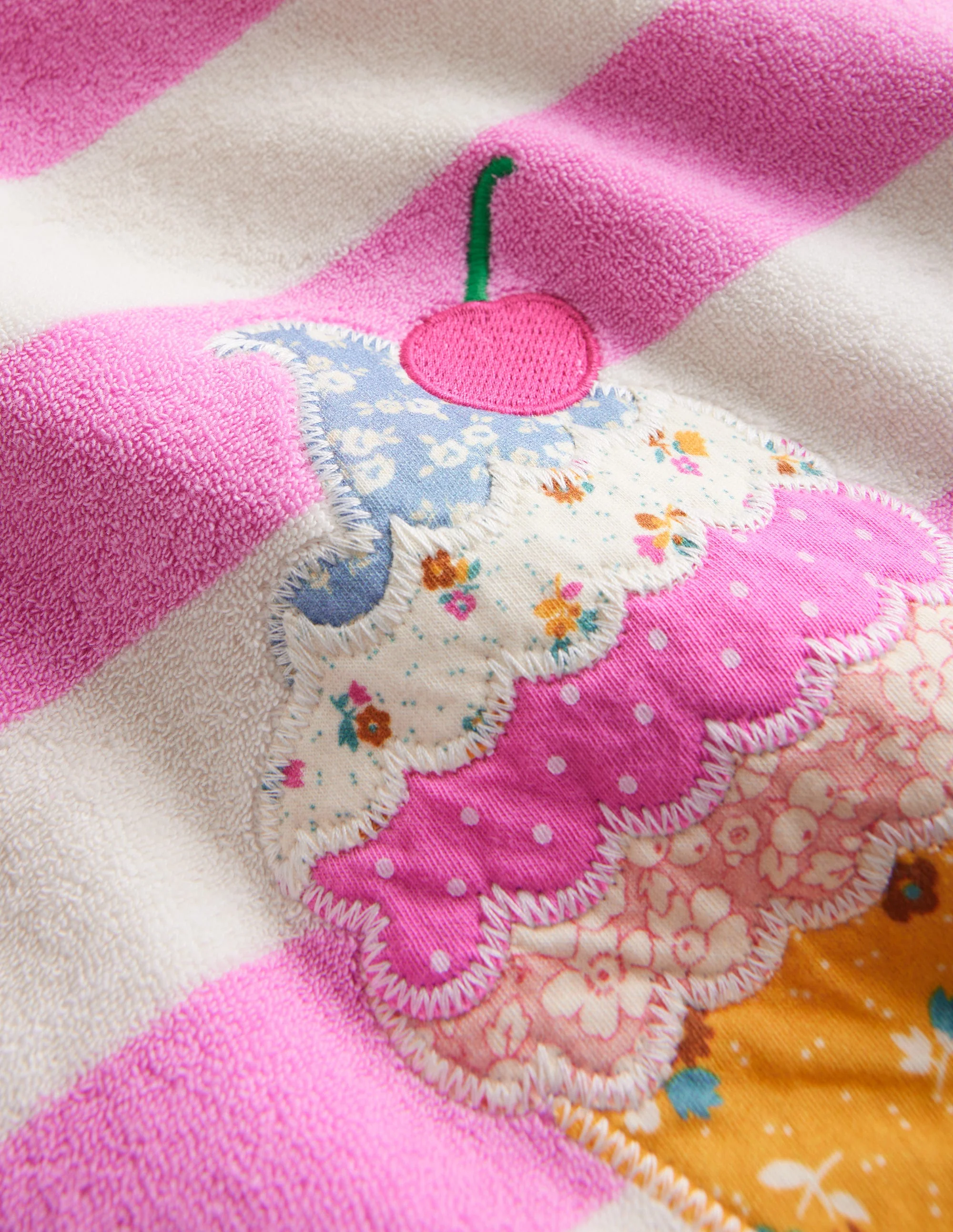 Frottee-Badeponcho mit Applikation-Rosa / Vanille Eiscreme - Image 3