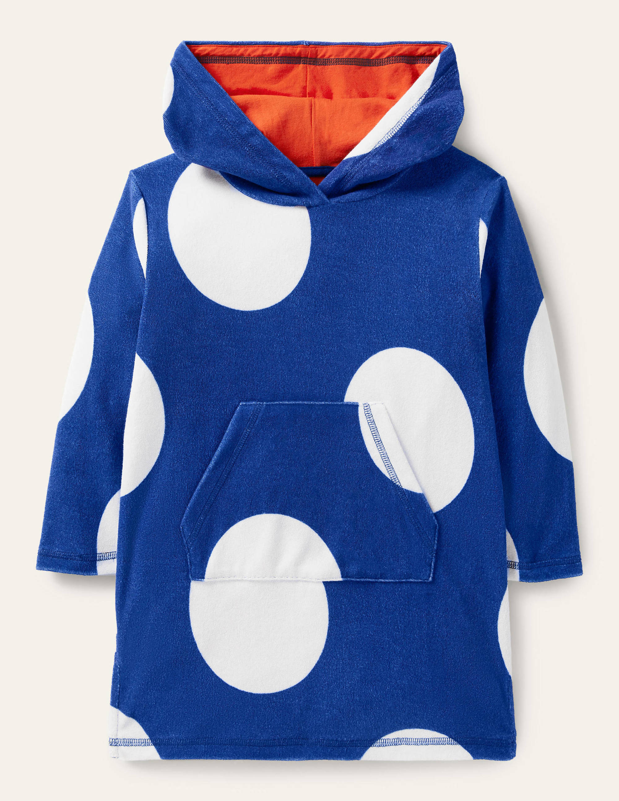 Frottee-Badeponcho-Wellenblau/Naturweiß, Große Tupfen