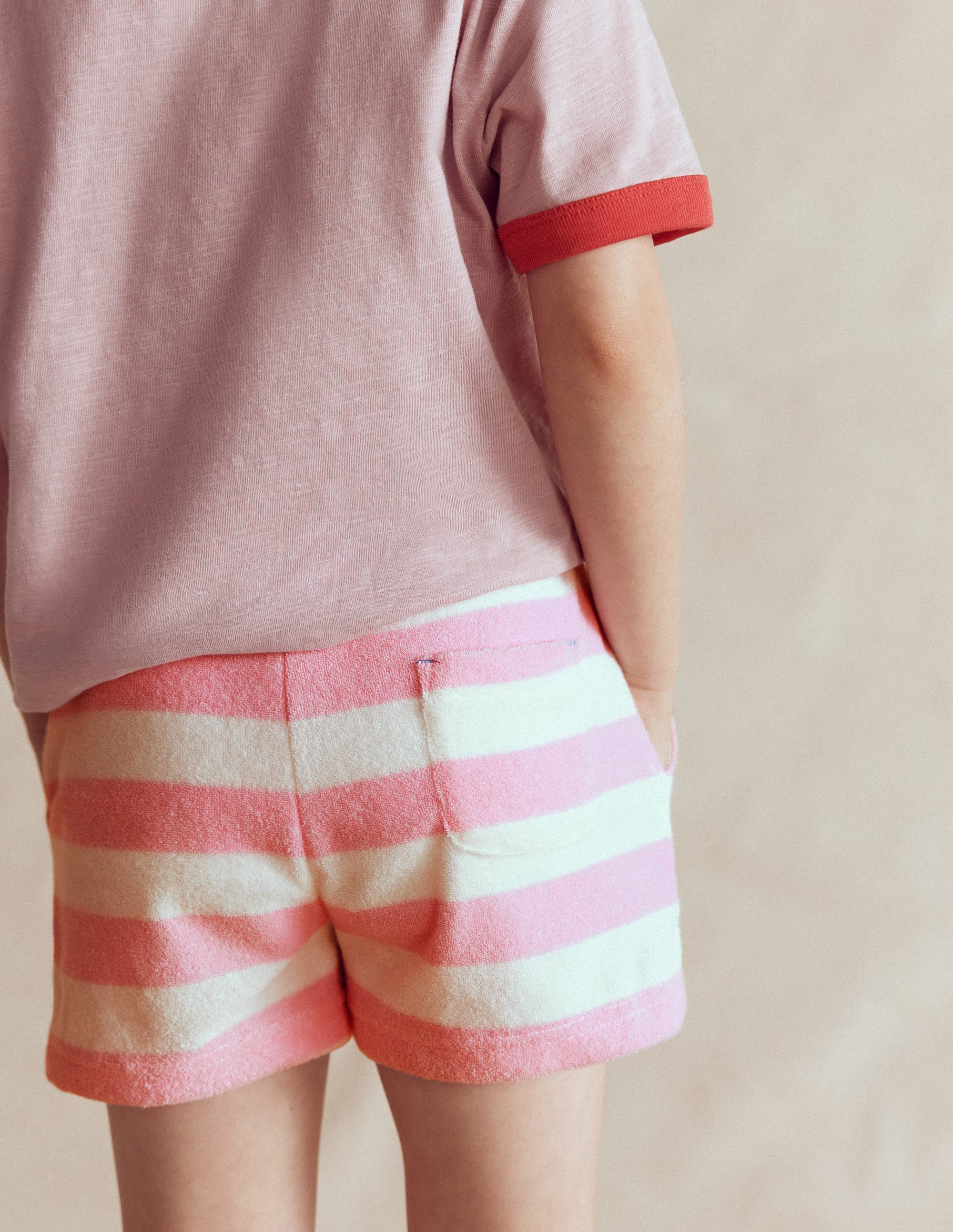 Frottee-Shorts mit aufgesetzten Taschen-Frühlingsblüte Rosa Streifen - Image 2
