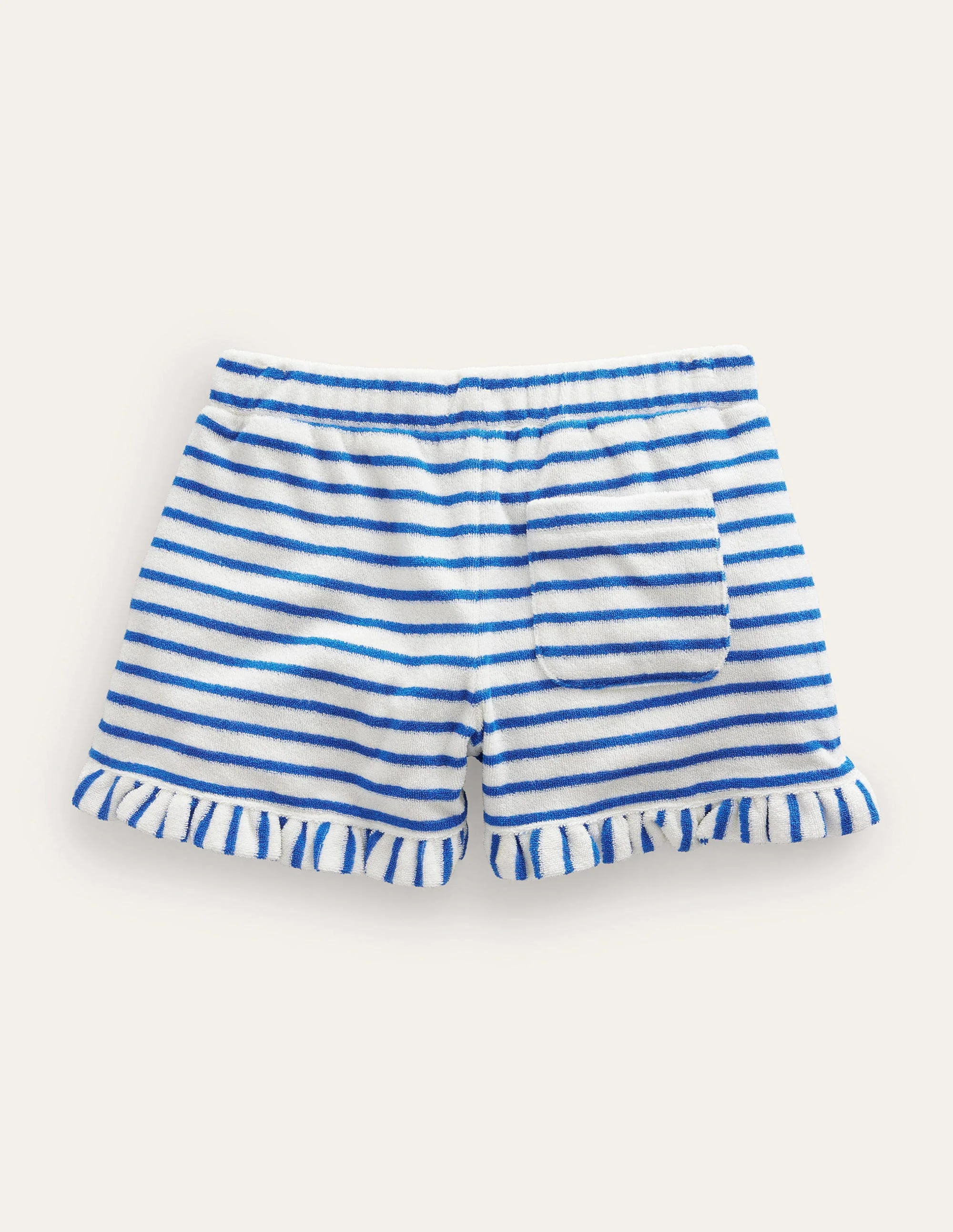 Frottee-Shorts mit Rüschensaum-Karibikblau/Naturweiß - Image 2