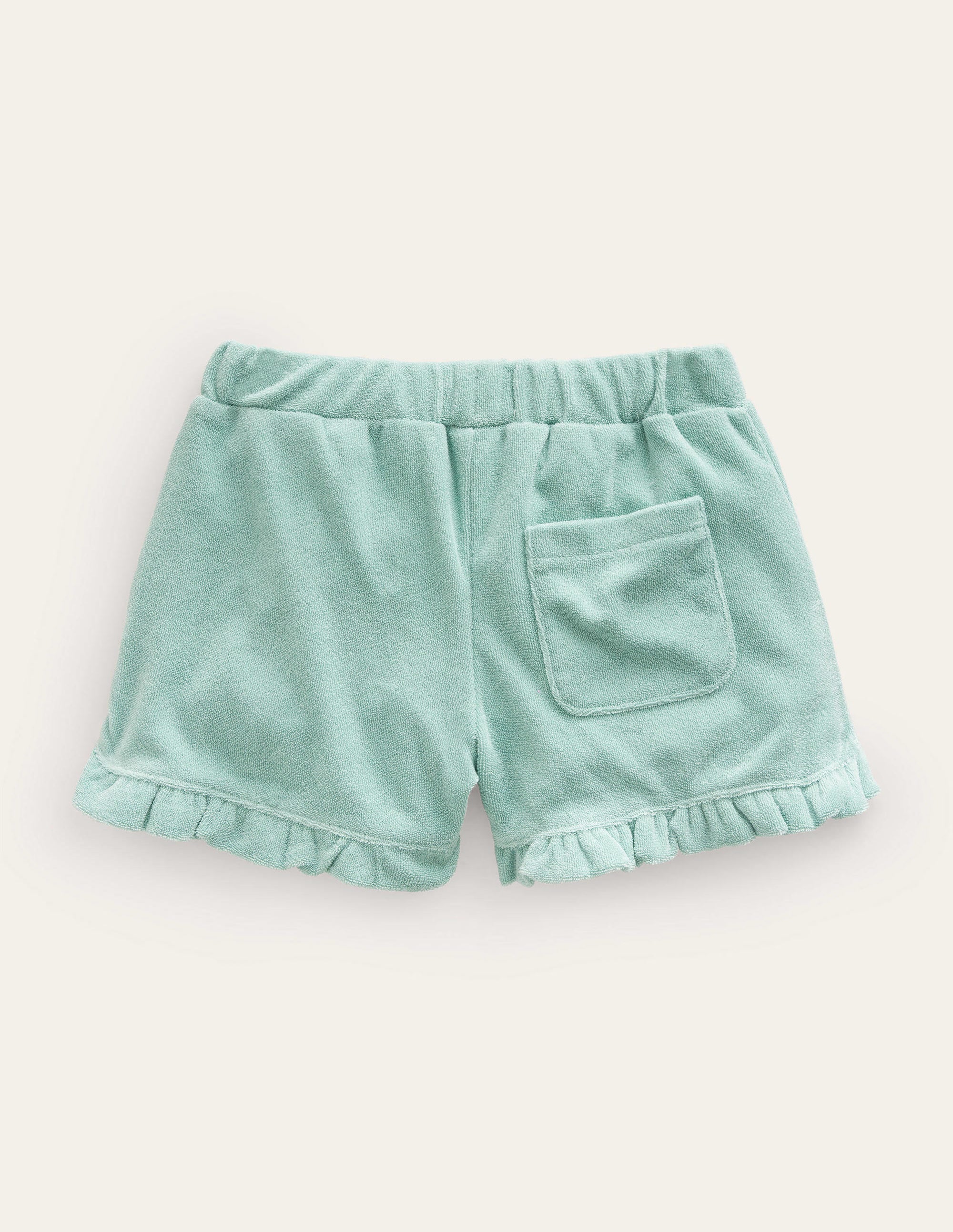 Frottee-Shorts mit Rüschensaum-Ozeangrün - Image 2