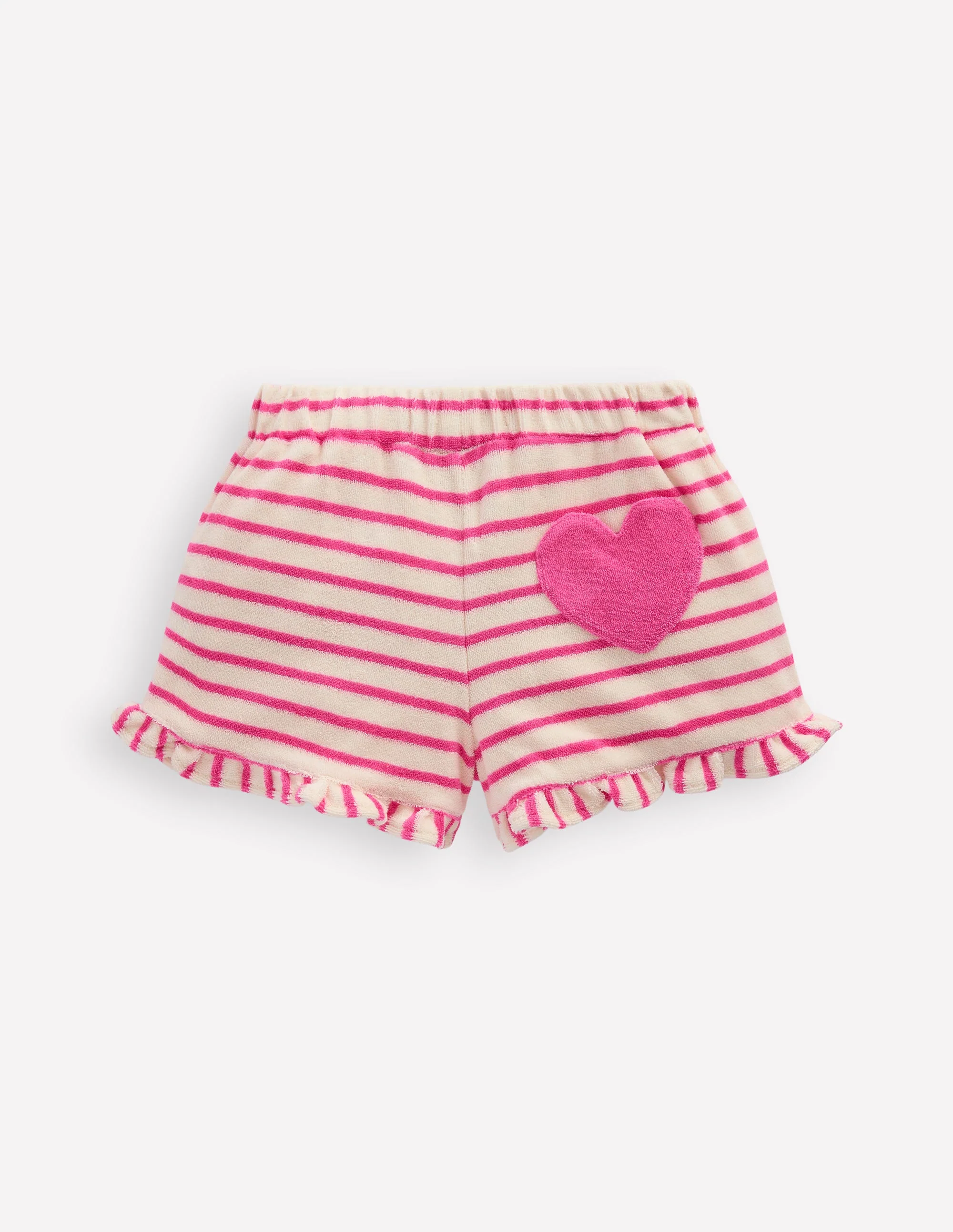 Frottee-Shorts mit Rüschensaum-Sorbet-Rosa/Naturweiß gestreift - Image 2