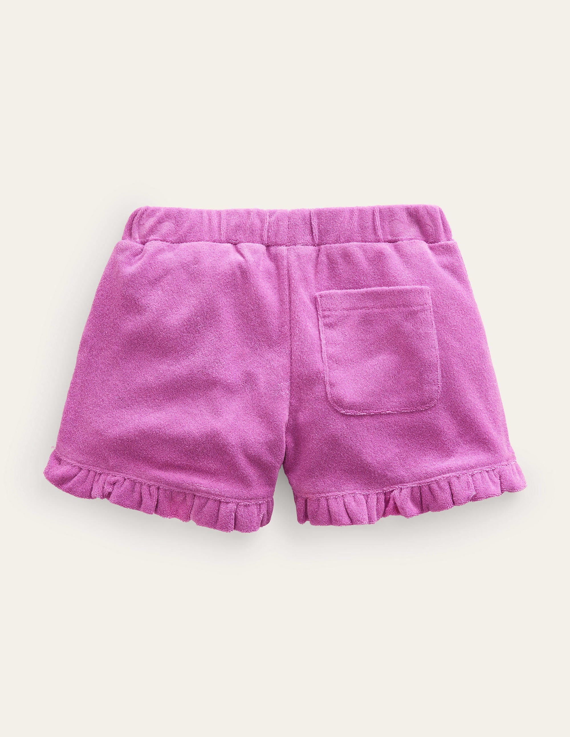 Frottee-Shorts mit Rüschensaum-Strahlendes Orchideenviolett - Image 2