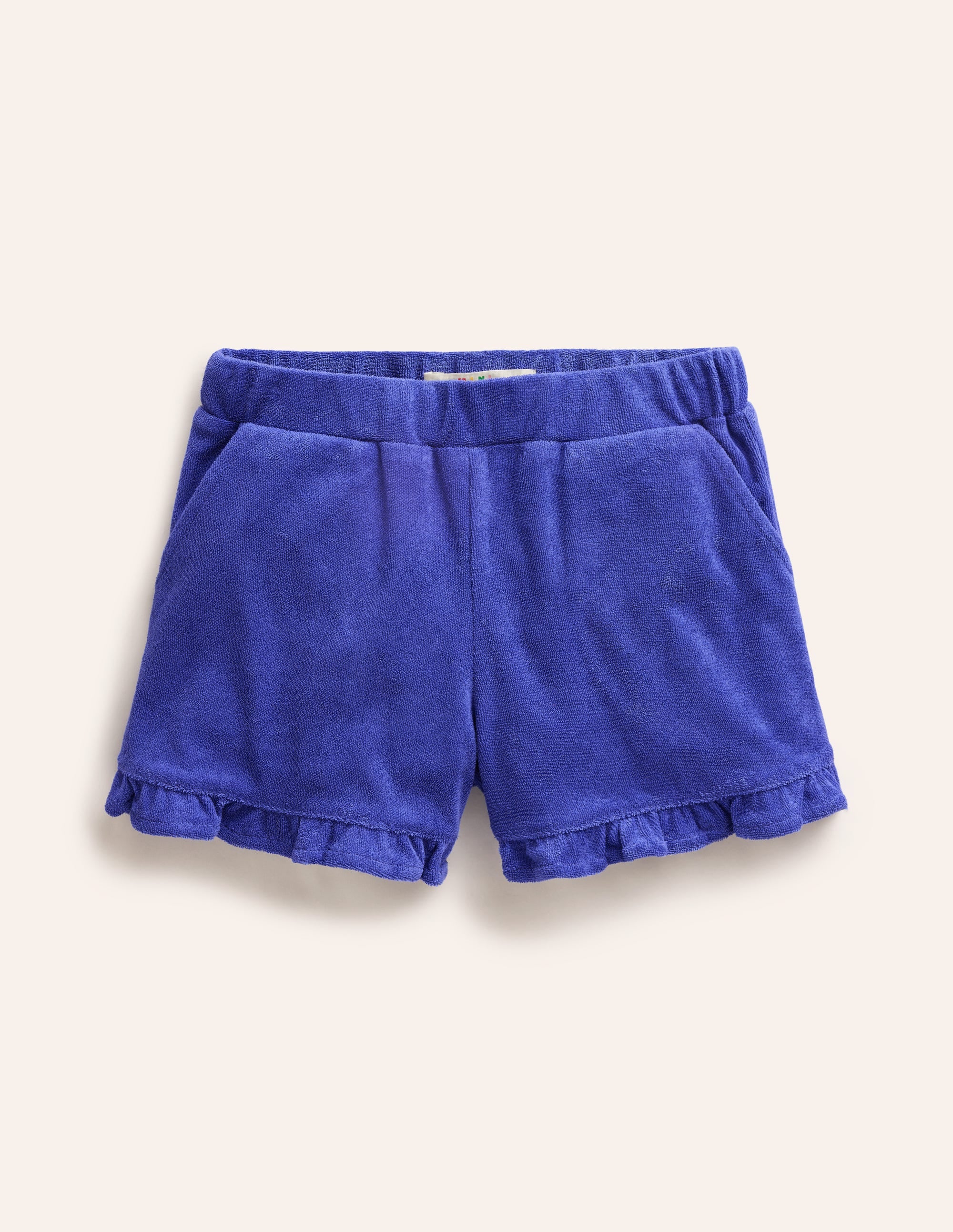 Frottee-Shorts mit Rüschensaum-Tiefblau