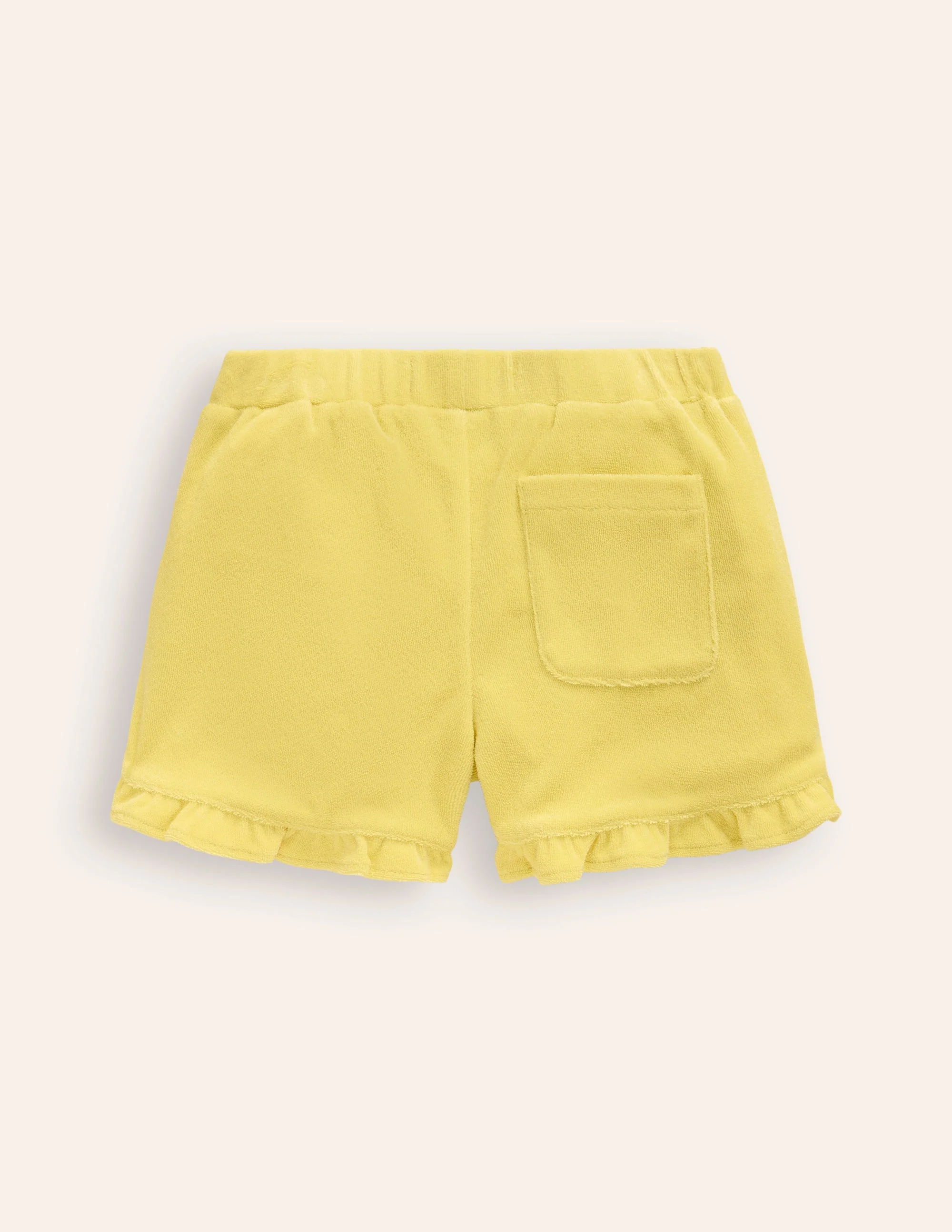 Frottee-Shorts mit Rüschensaum-Zitronengelb - Image 2