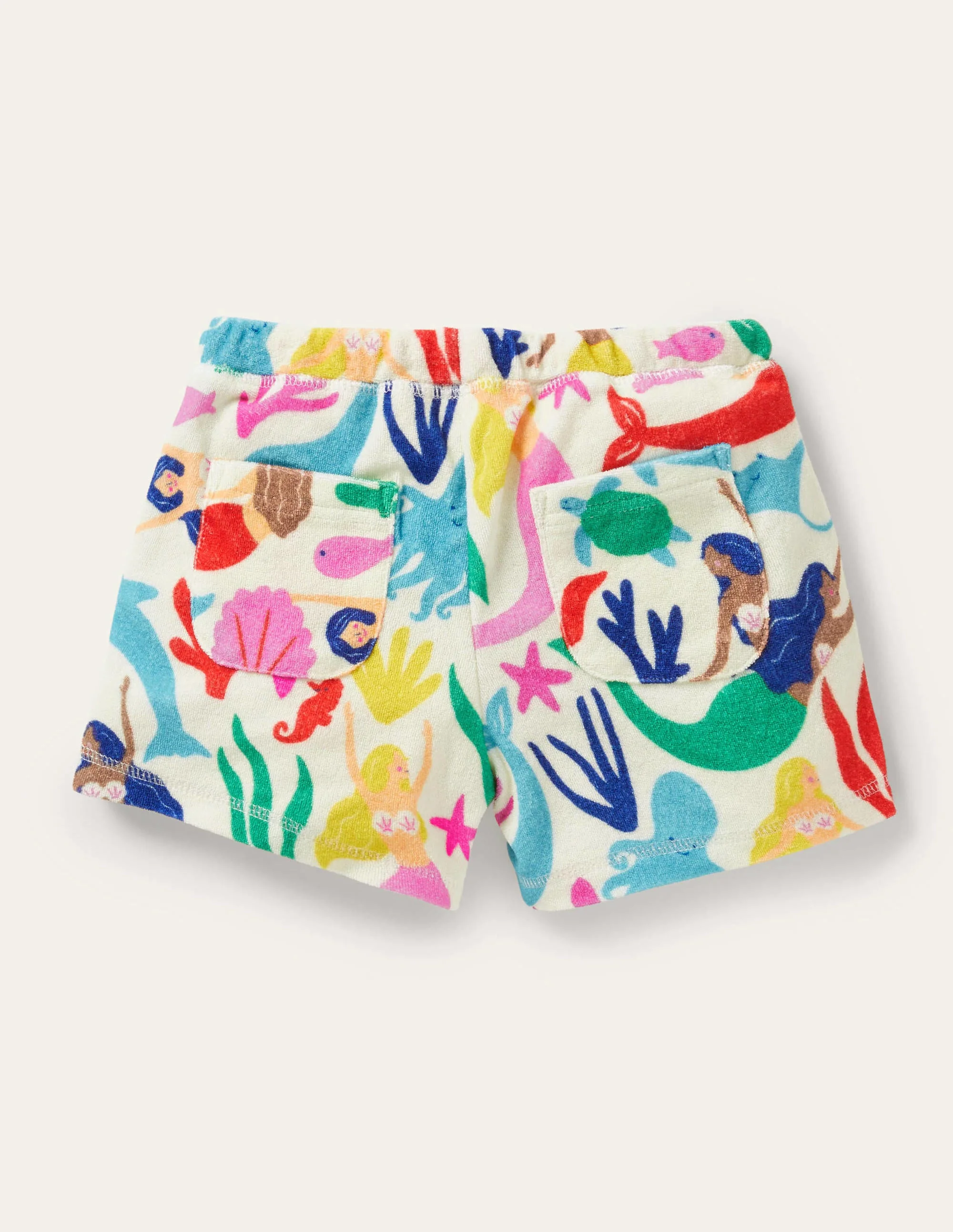 Frottee-Shorts-Naturweiß, Meerjungfrauenmuster - Image 2