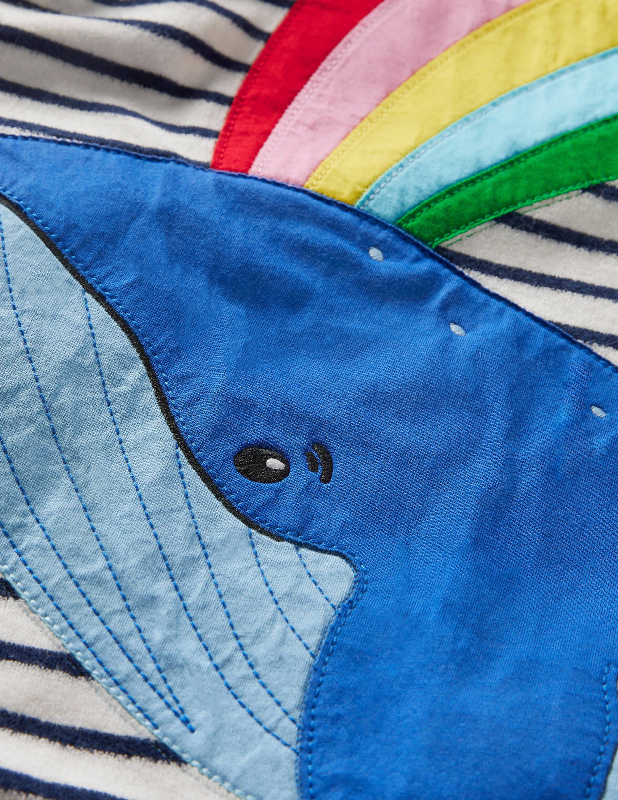 Frottee-Strandkleid mit Applikationen-Naturweiß/Segelblau, Wal - Image 3