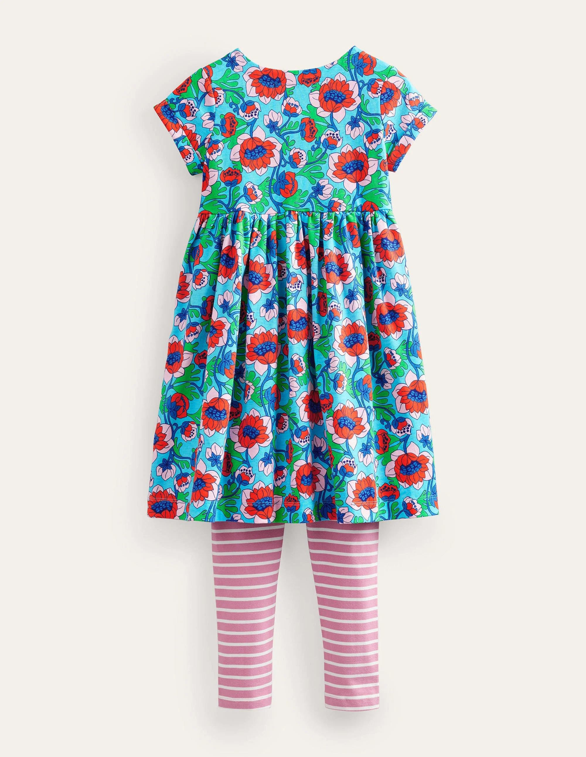 Fun Dress and Legging Set-Aqua Blue Poppies - Image 2