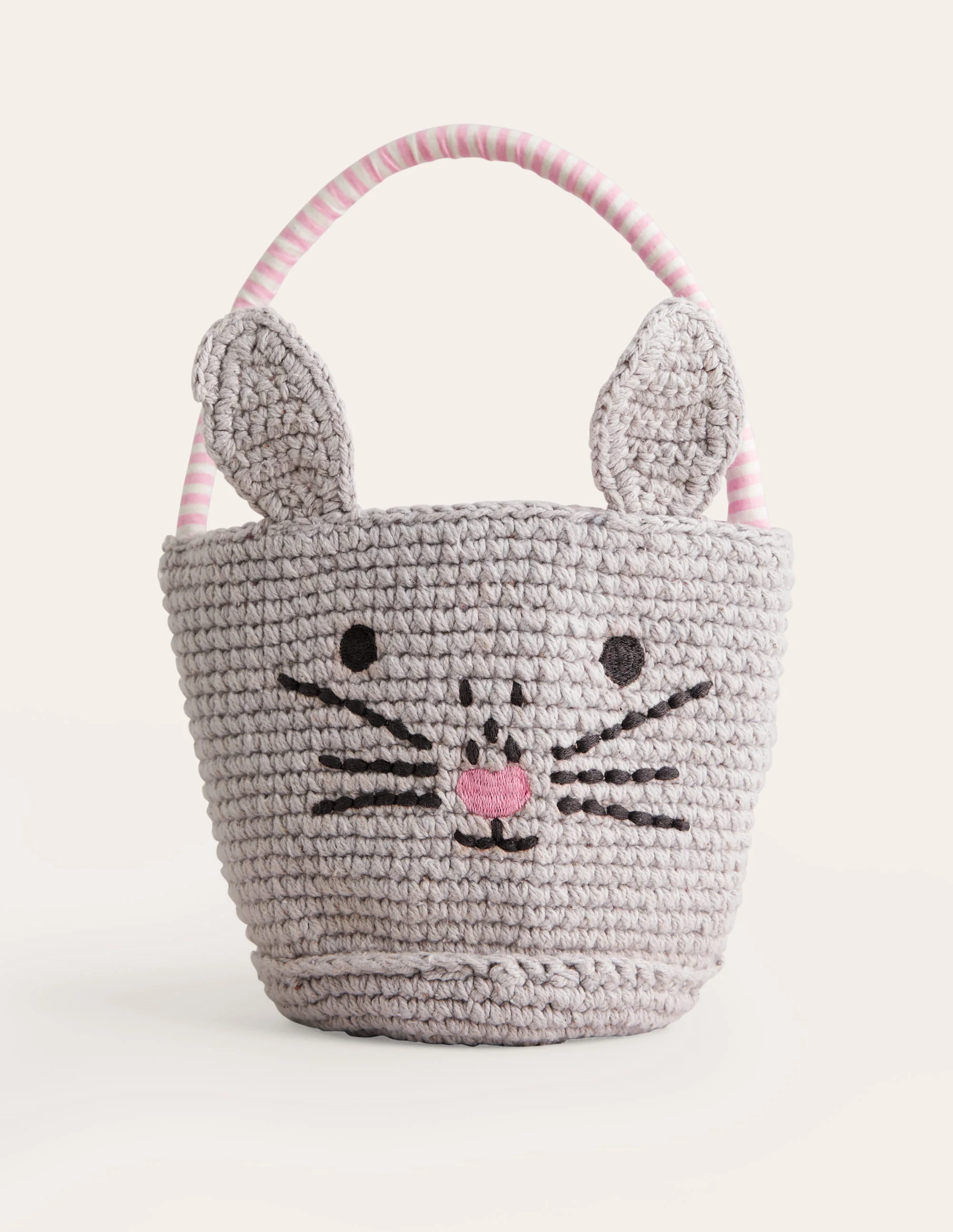 Gehäkelter Häschenkorb-Grau Hase