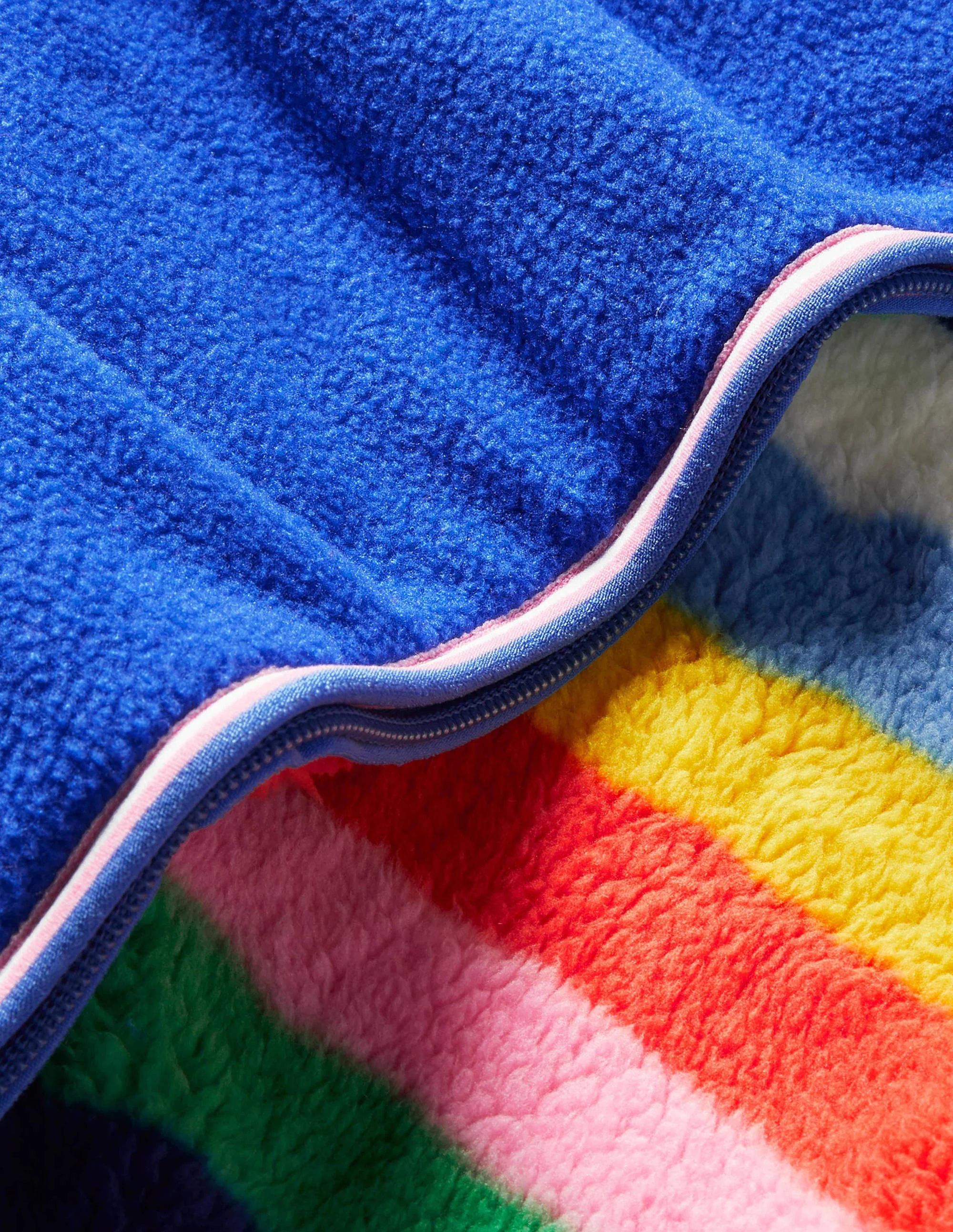 Gemütlicher Wende-Hoodie aus Fleece-Blau/Bunt, Gestreift - Image 3