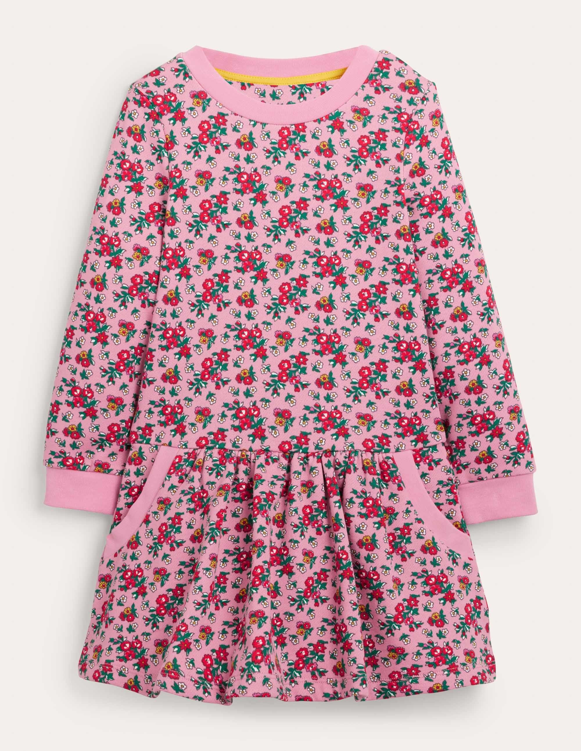 Gemütliches Sweatshirt-Kleid mit Muster-Kirschblütenrosa, Blumen