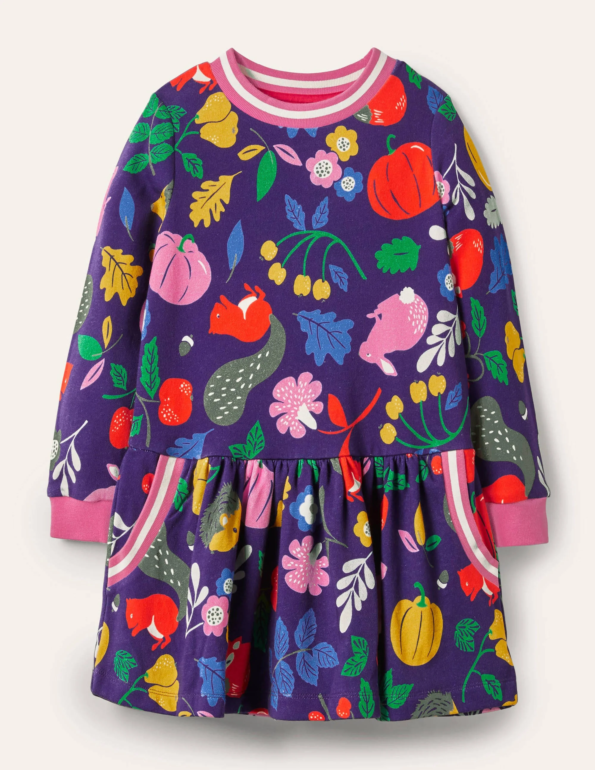 Gemütliches Sweatshirt-Kleid mit Muster-Segelblau, Waldfreunde